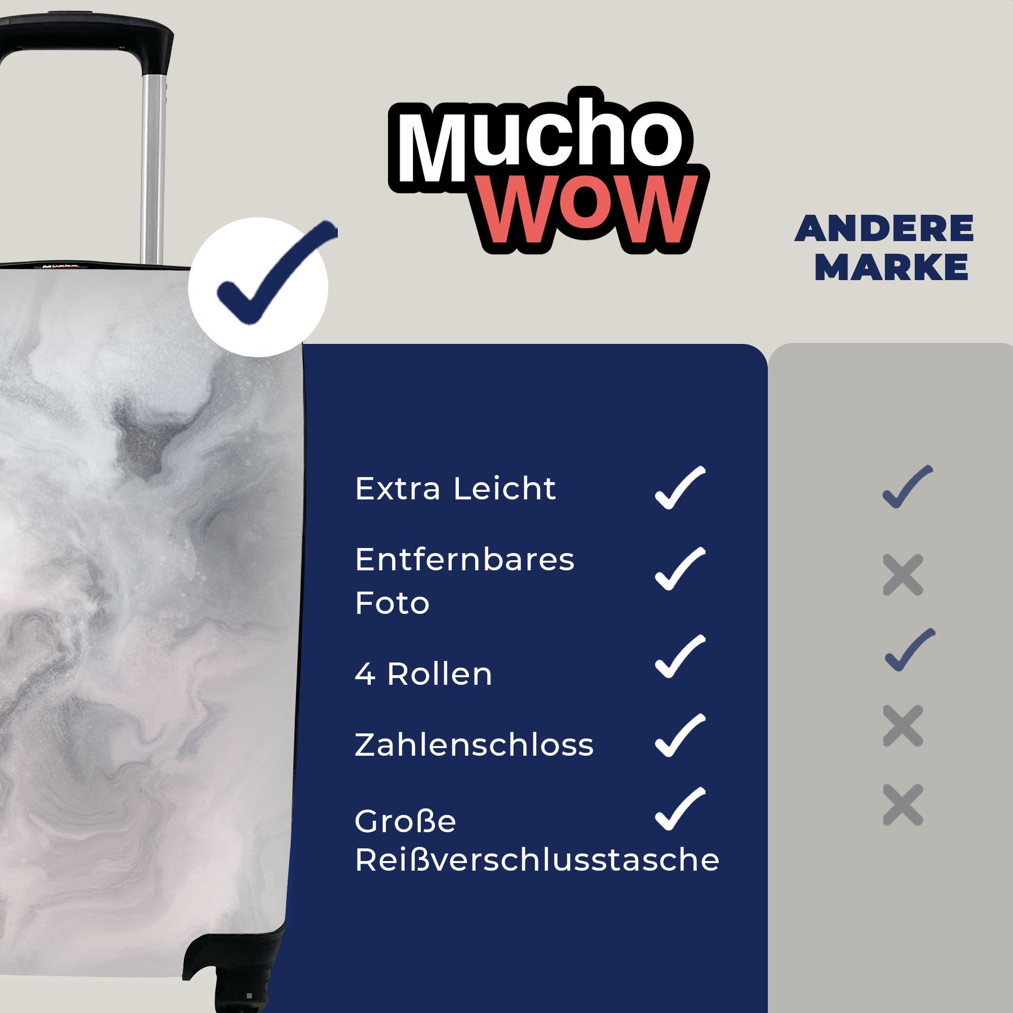 MuchoWow rollen, Handgepäck - Trolley, mit Ferien, Wolken für - Reisetasche Malen, Rollen, 4 Abstrakt Reisekoffer Handgepäckkoffer