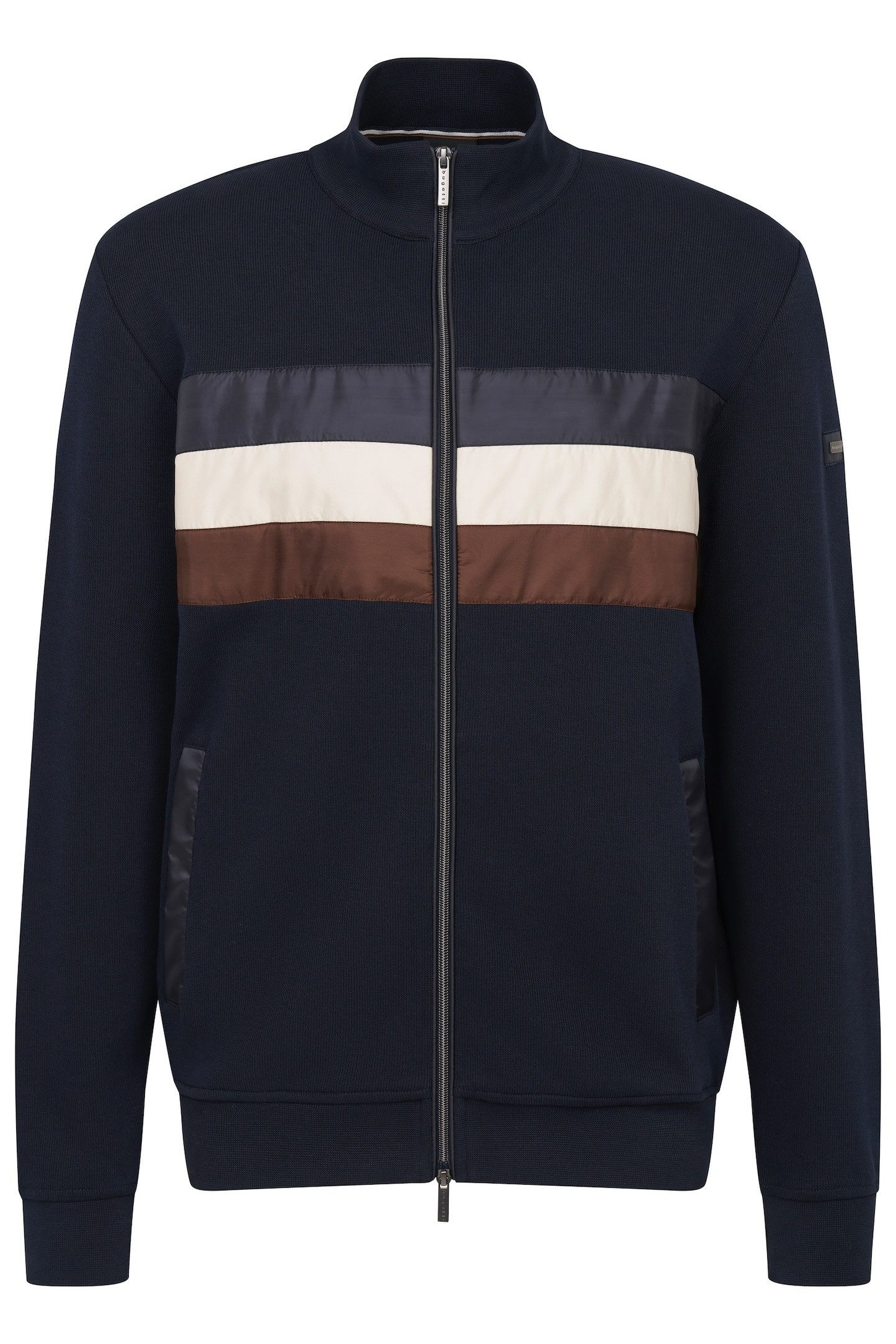 bugatti Sweatjacke mit Reißverschluss und Stehkragen