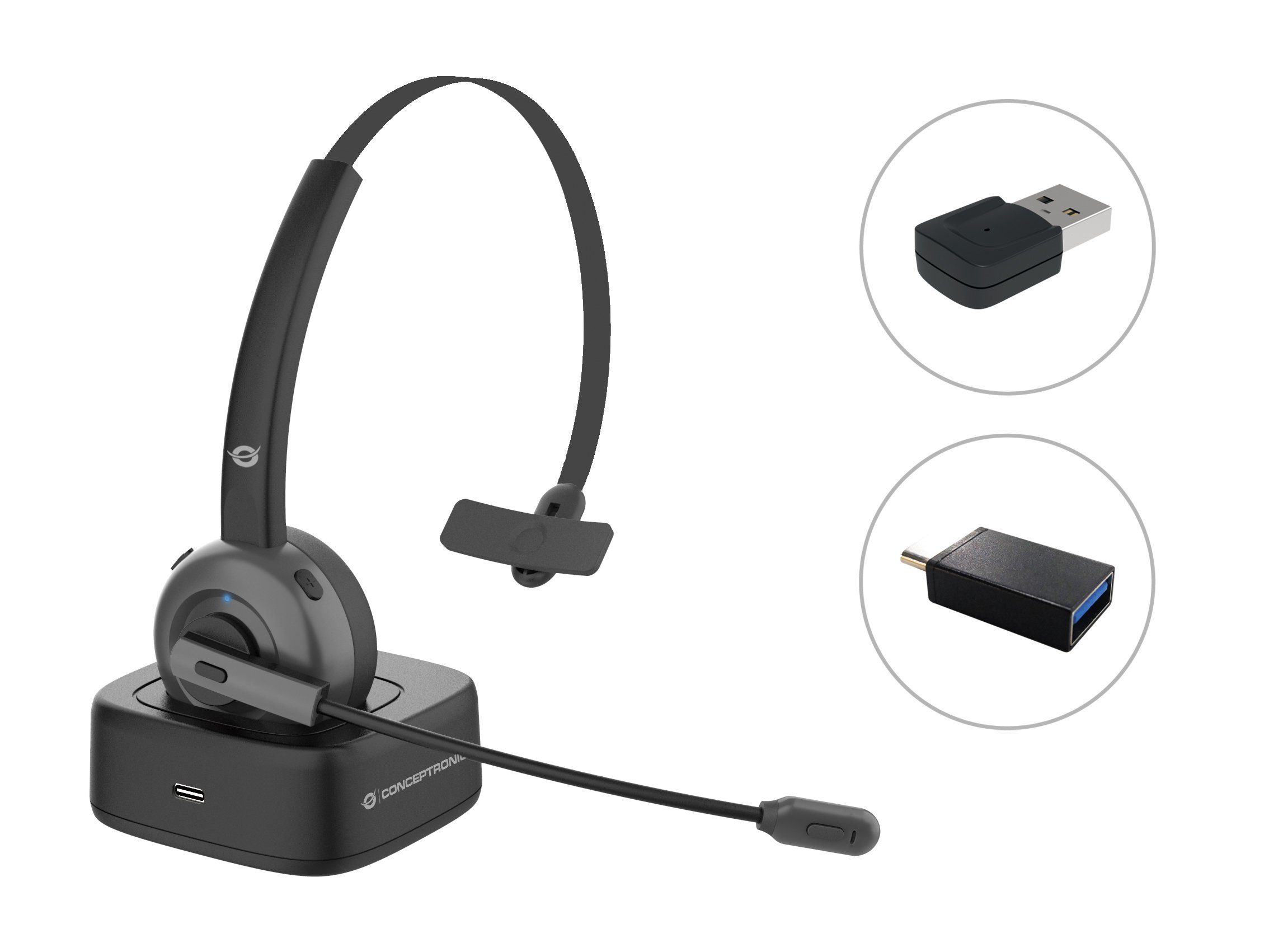 Conceptronic CONCEPTRONIC Headset Wireless sw mit Bluetooth Headset Ada. Ladest