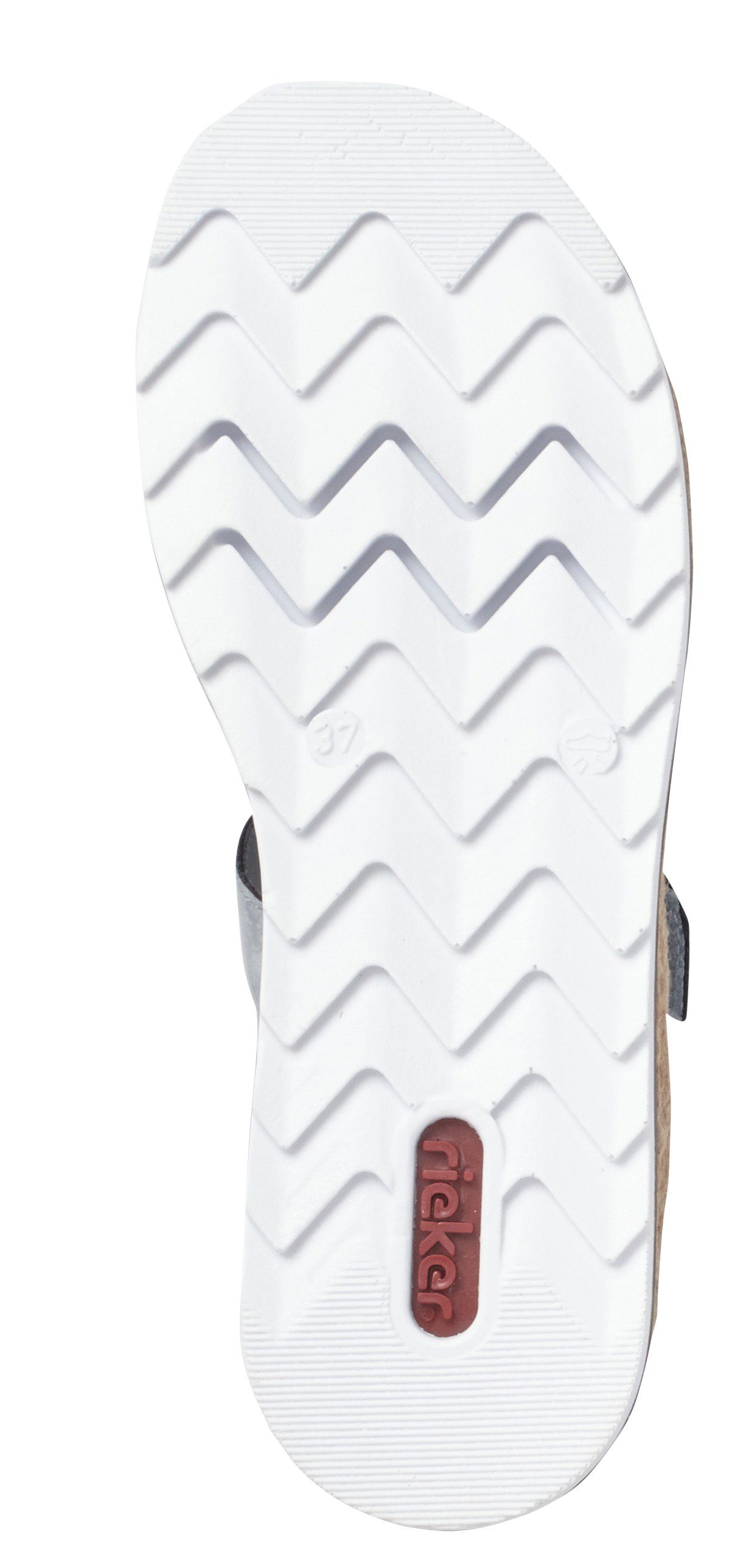 Rieker Pantolette, Plateau, Sommerschuh, Schlappen mit Strass-Stein-Verzierung
