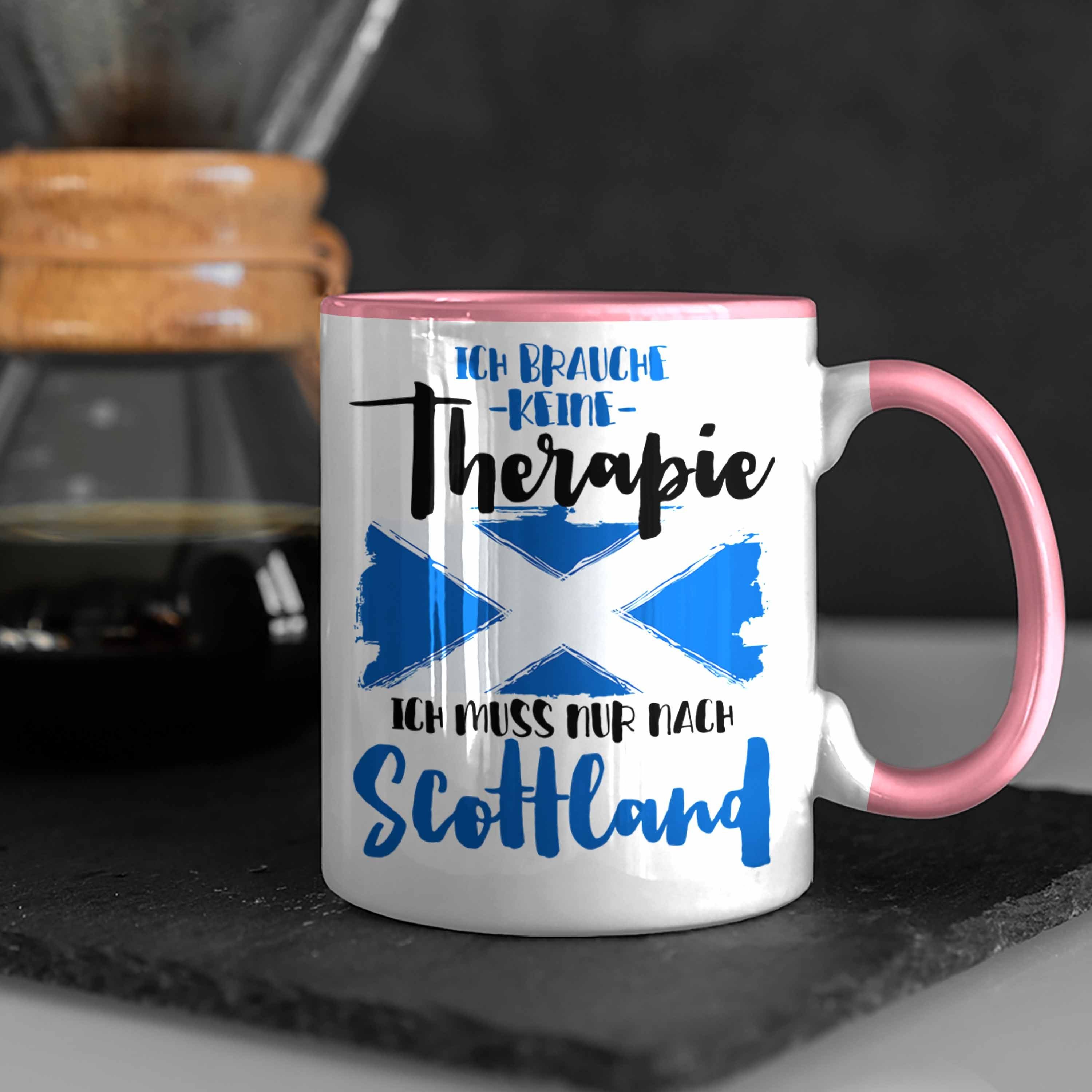 Trendation Tasse Schottland Tasse Grafik Lustig Scottland Rosa Geschenkidee Geschenk Spruch