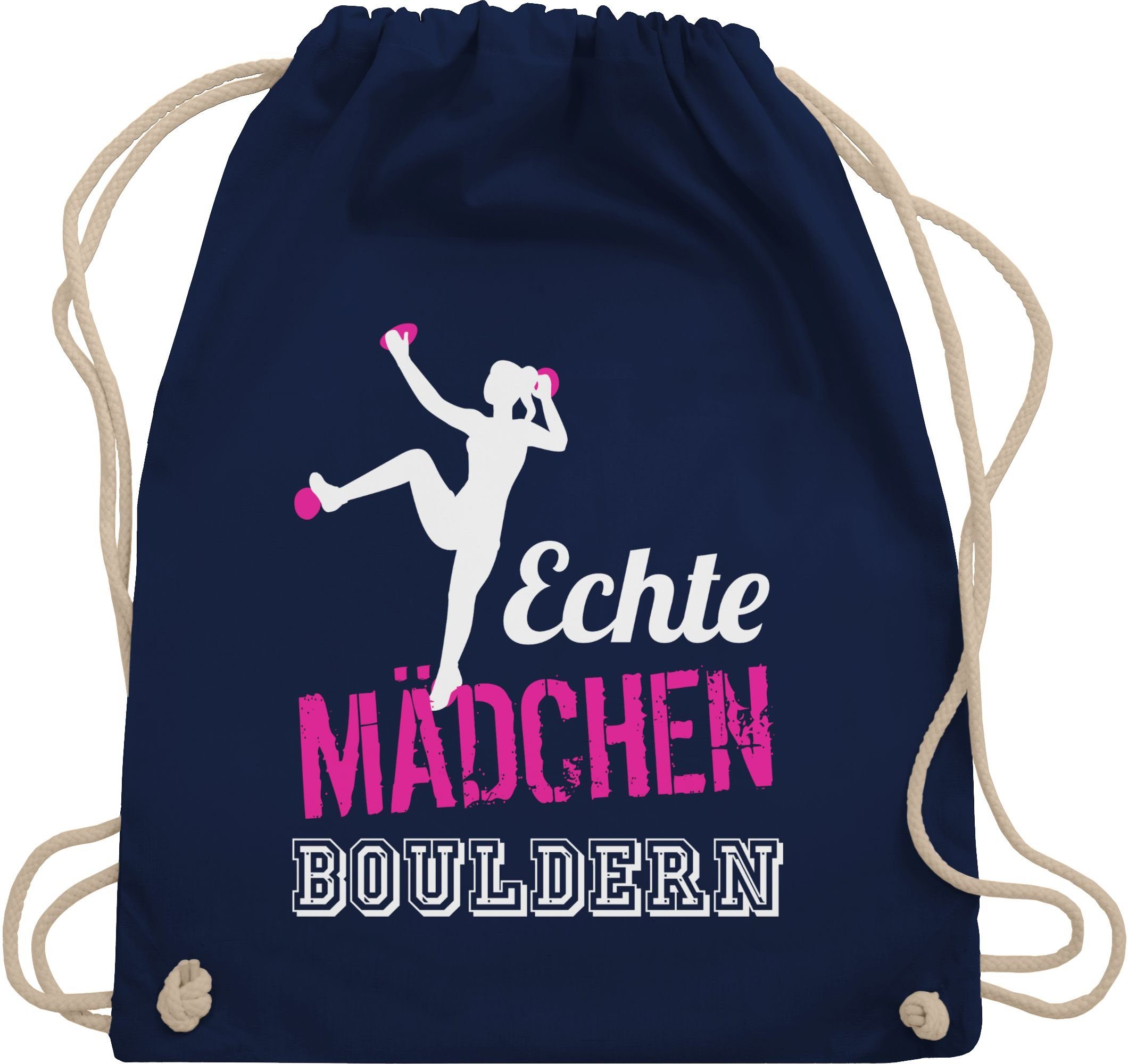 Shirtracer Turnbeutel Echte Mädchen bouldern fuchsia/weiß, Kinder Sport Kleidung