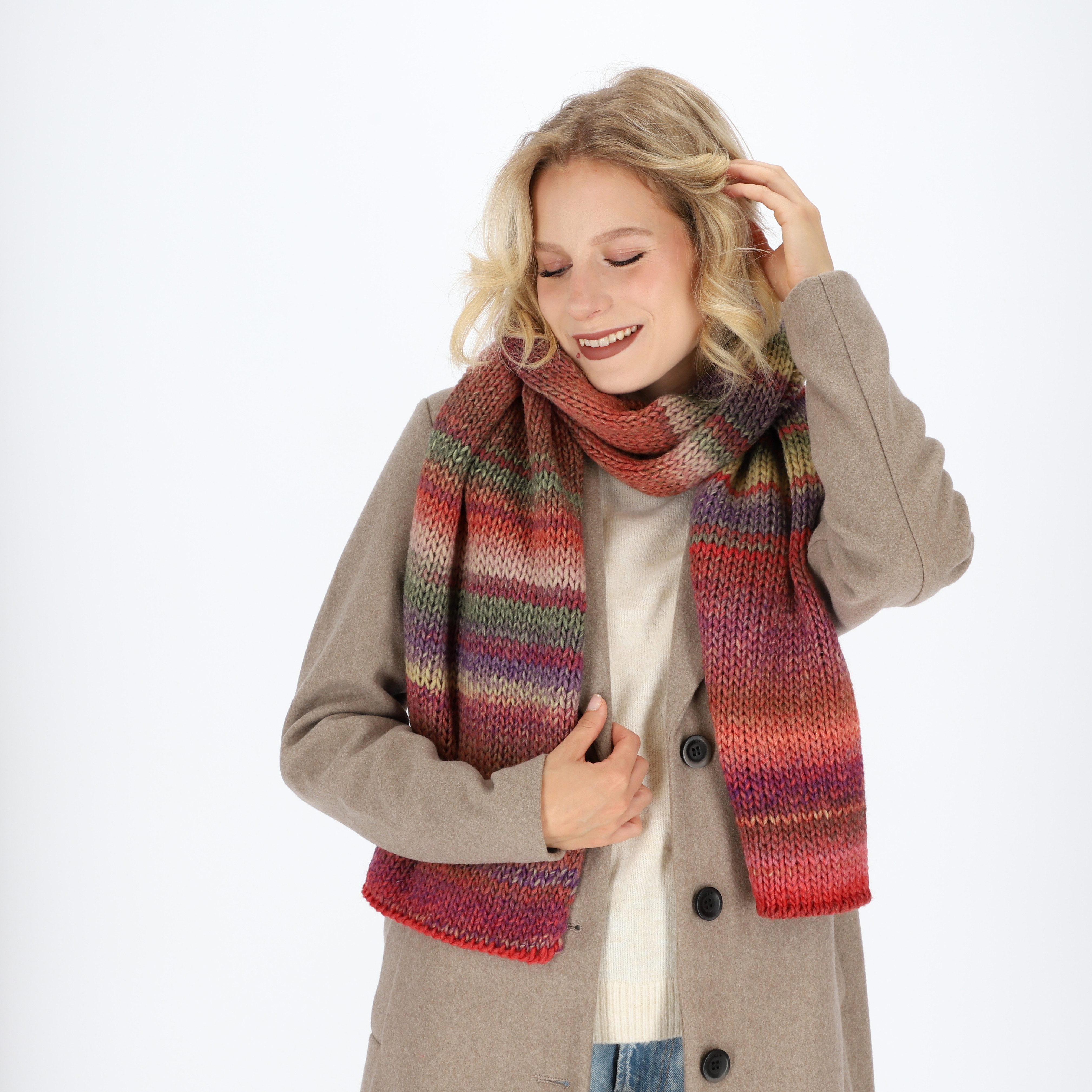 halsüberkopf Accessoires Strickschal Glattgestrickt Multicolor, Made günstig online kaufen