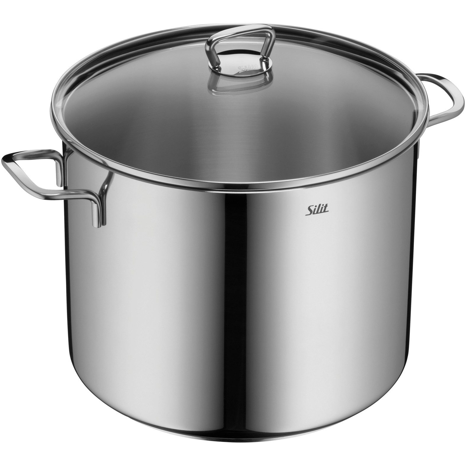Silit Gemüsetopf Suppentopf Induktion mit Glasdeckel, Cromargan® Edelstahl Rostfrei 18/10 (Set, 2-tlg), für alle Herdarten geeignet, Kochtopf mit extra hohem Rand 12l