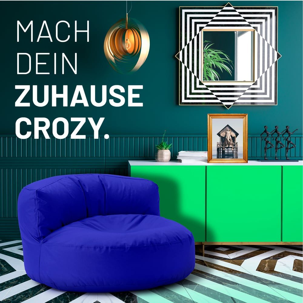 Lumaland Sitzsack Round Sofa Sitzkissen Bean Bag Couch Lounge, inkl. Rückenlehne In-& Outdoor 90x90x50cm