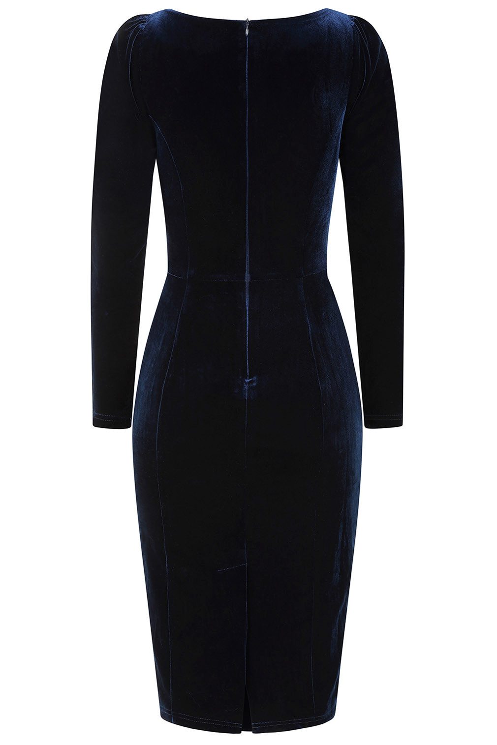 Hearts & Roses London Bleistiftkleid Tia Velvet Wiggle Dress Vintage Samt Blau