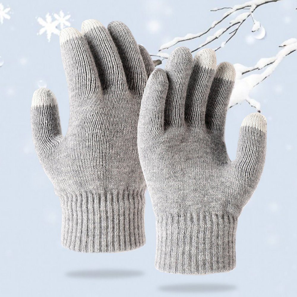 L.Ru UG Strickhandschuhe Unisex-Handschuhe für Herbst und Winter Warme Fingerhandschuhe in Kontrastfarbe, Touchscreen-Handschuhe