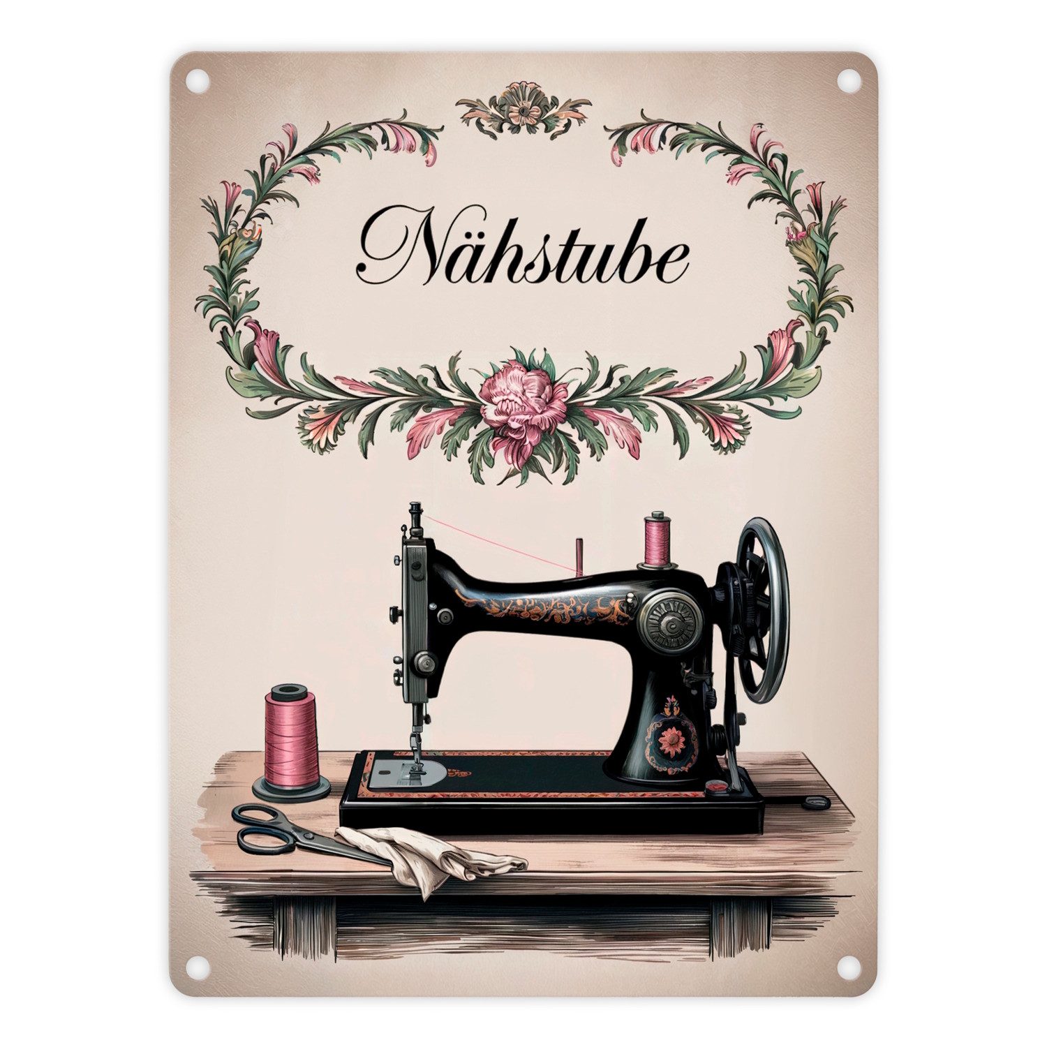 speecheese Metallschild Vintage Nähmaschine Nähstube Souvenir Metallschild in 15x20 cm