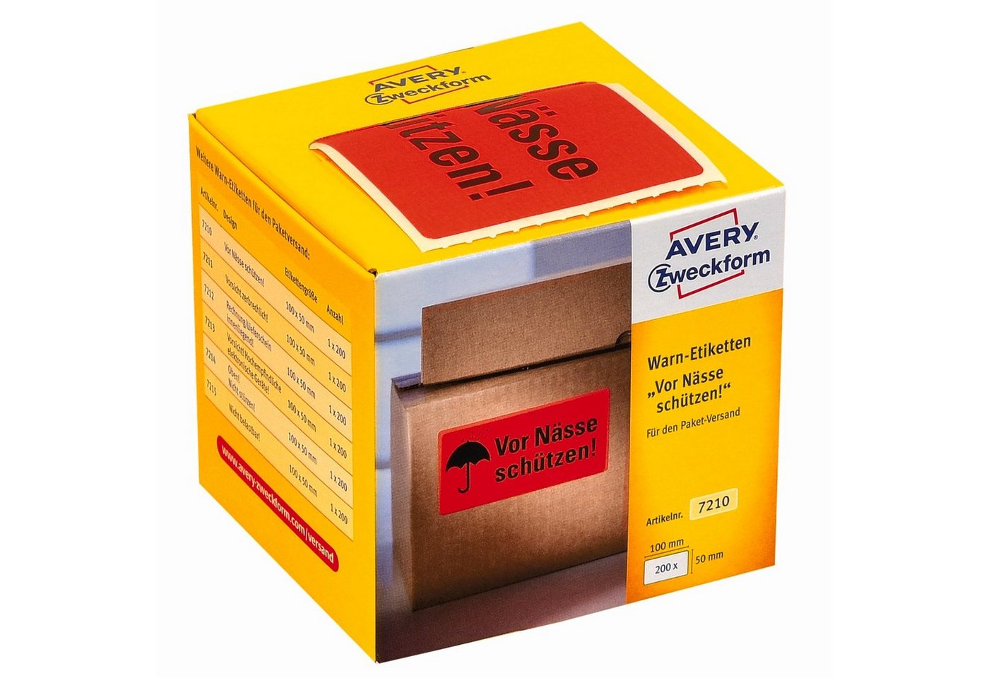 Thumbnail - Avery Zweckform Etiketten 200x Warn-Etiketten Vor Nässe schützen, 200 Stück auf Rolle, Versand-Etikett Hinweis-Aufkleber...