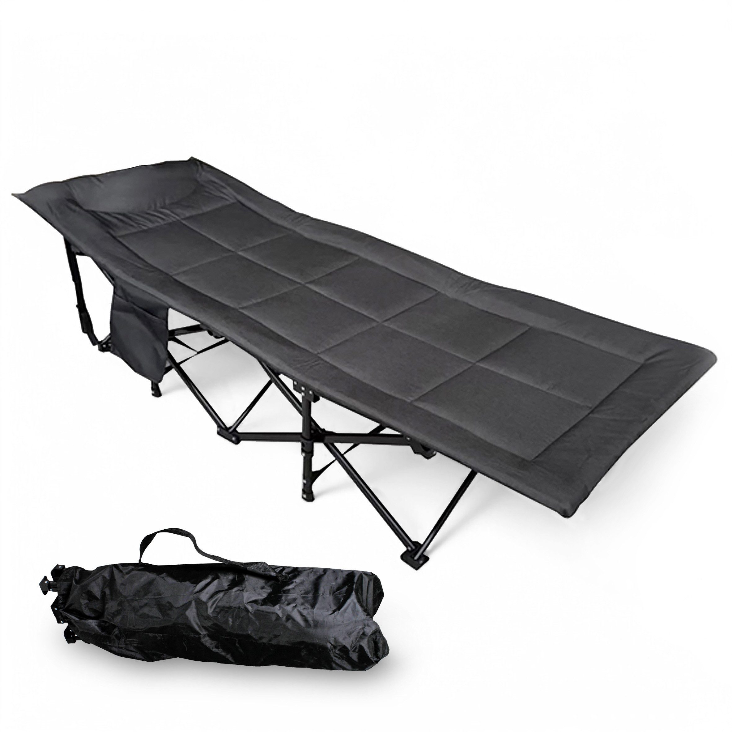 Feldbett Pop Up gepolstert in anthrazit mit Tragetasche - 190 x 67 cm