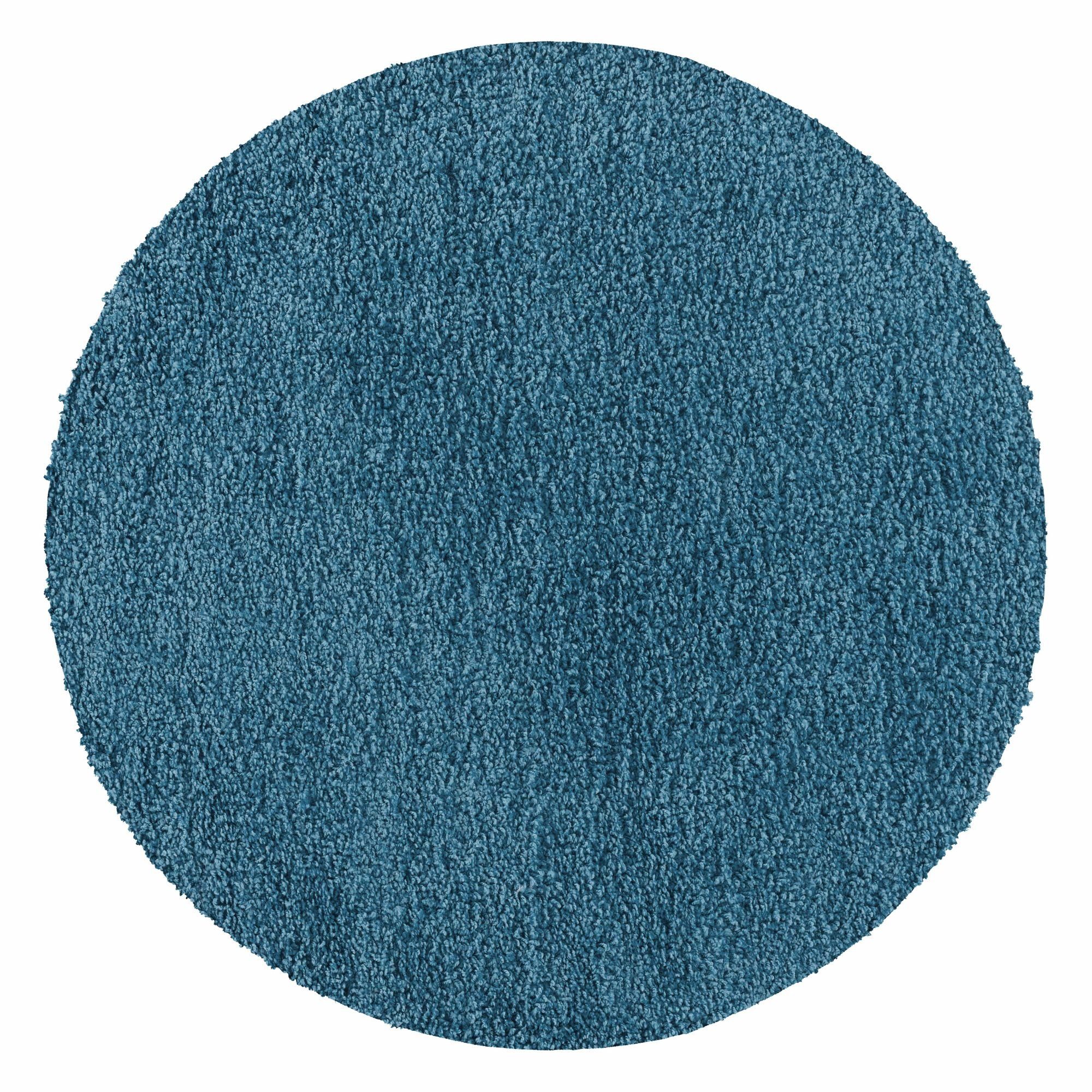 Hochflor-Teppich Unicolor - Einfarbig, Carpetsale24, Rund, Höhe: 30 mm, Einfarbig Runder Teppich Wohnzimmer Shaggy versch. farben und größen Türkis