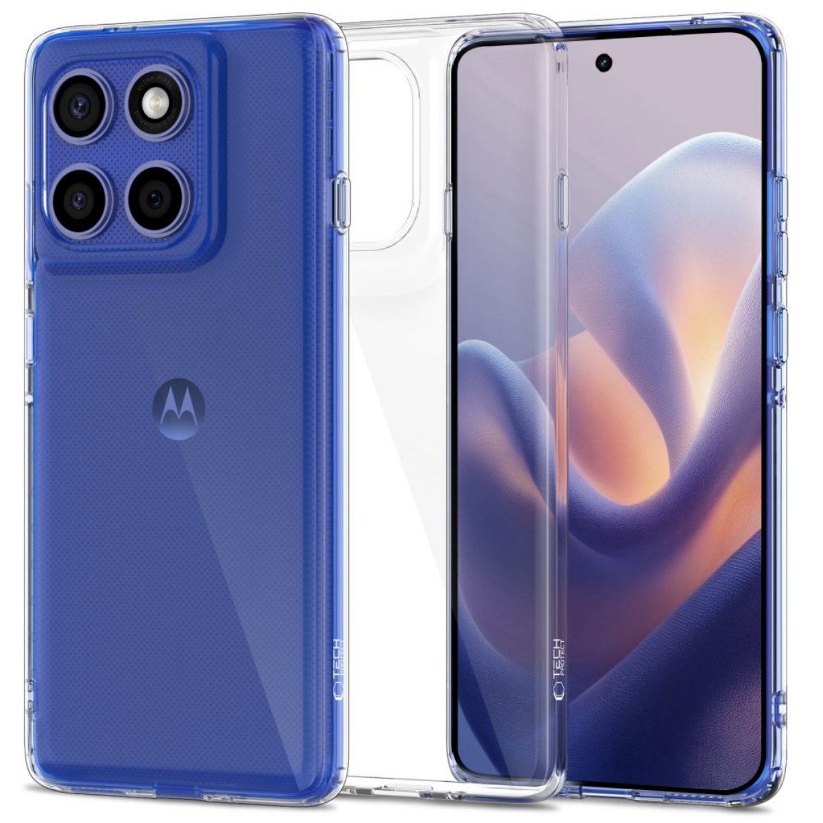 TECH PROTECT Handyhülle FlexAir Case Kompatibel mit Motorola Edge 60 Pro Transparent 6,7, Transparentes FlexAir-Design mit stoßabsorbierendem Schutzrahmen
