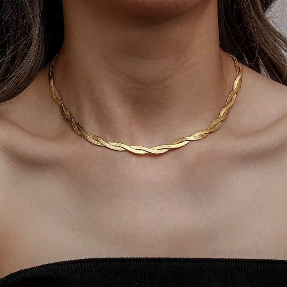 ROUGEMONT Edelstahlkette Wasserfeste Damen Halskette Edelstahl 18K Gold, Wasserfest