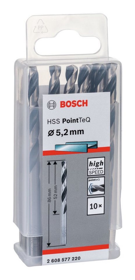 Thumbnail - BOSCH Metallbohrer, (10 Stück), HSS PointTeQ (DIN 338) Metallspiralbohrer - 5,2 mm - 10er-Pack