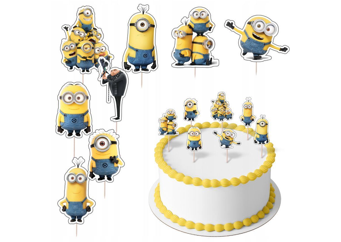 Tortenstecker MINIONS Topper Set 8 Stk Geburstag Torten Deko Kuchen Junge