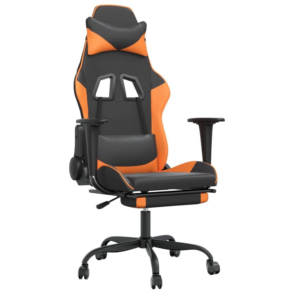 Gaming-Stuhl Gaming-Stuhl mit Fußstütze Schwarz und Orange Kunstleder