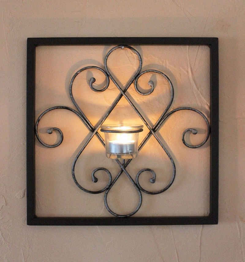 DanDiBo Wandkerzenhalter Wandteelichthalter Arabika Metall Wand Schwarz 31 cm Teelichthalter Kerzenhalter Wandkerzenhalter Wandleuchter