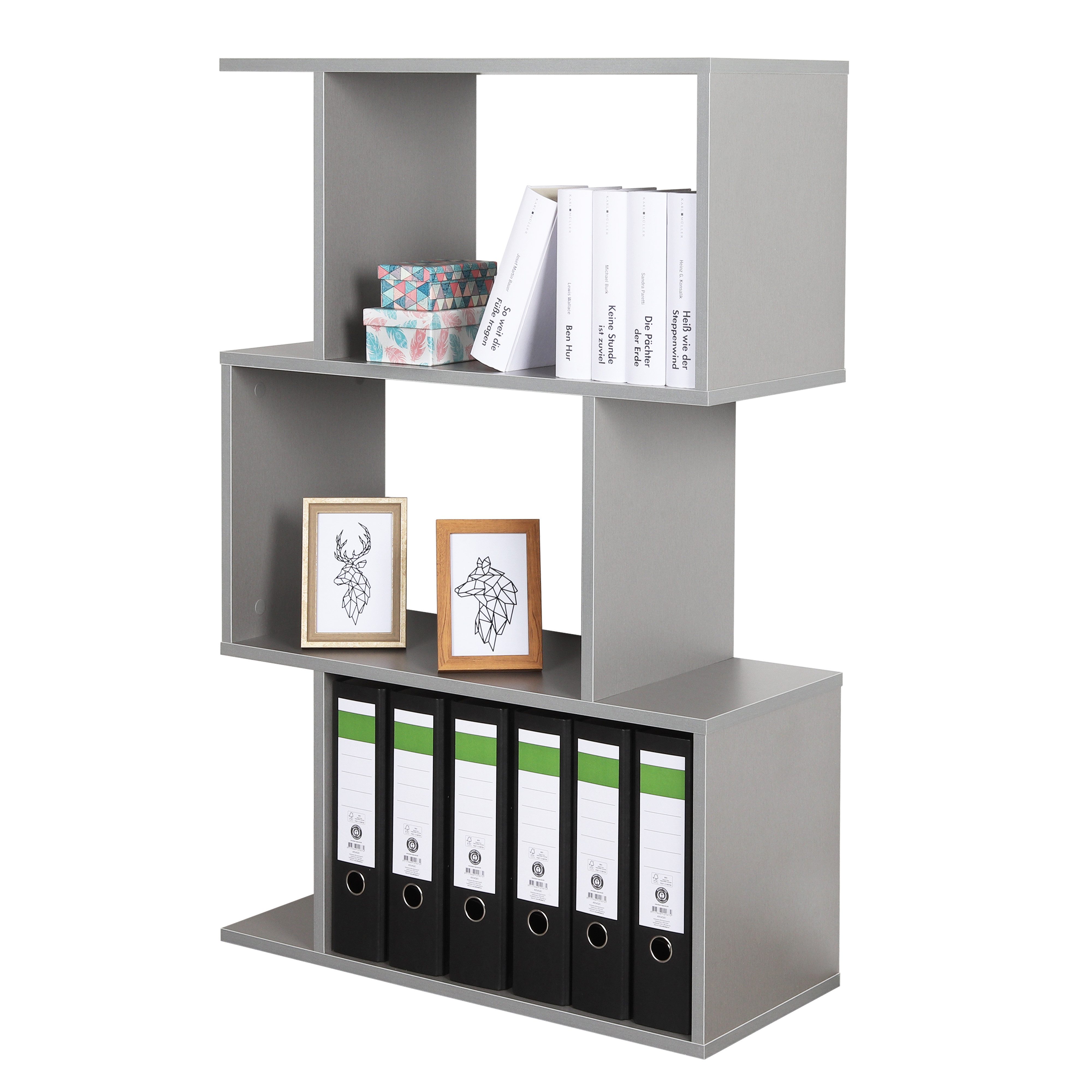RICOO Aktenregal WM075-PL, 1-tlg., kleines stehendes Regal schmal, Bücherregal fürs Wohnzimmer