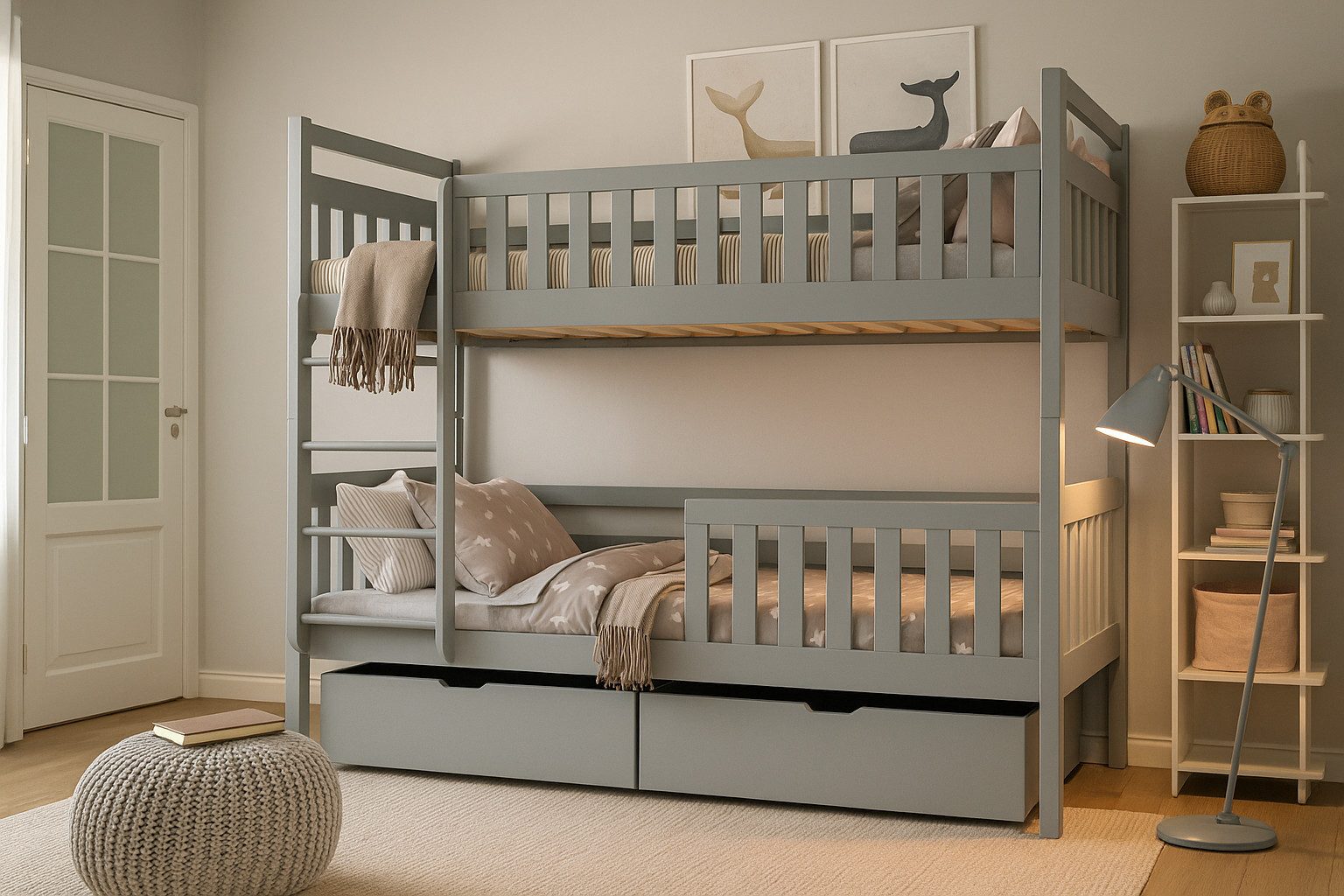 Deine Möbel 24 Etagenbett MICO für 2 Kinder 90x200 GRAU Hochbett Kinderbett günstig online kaufen