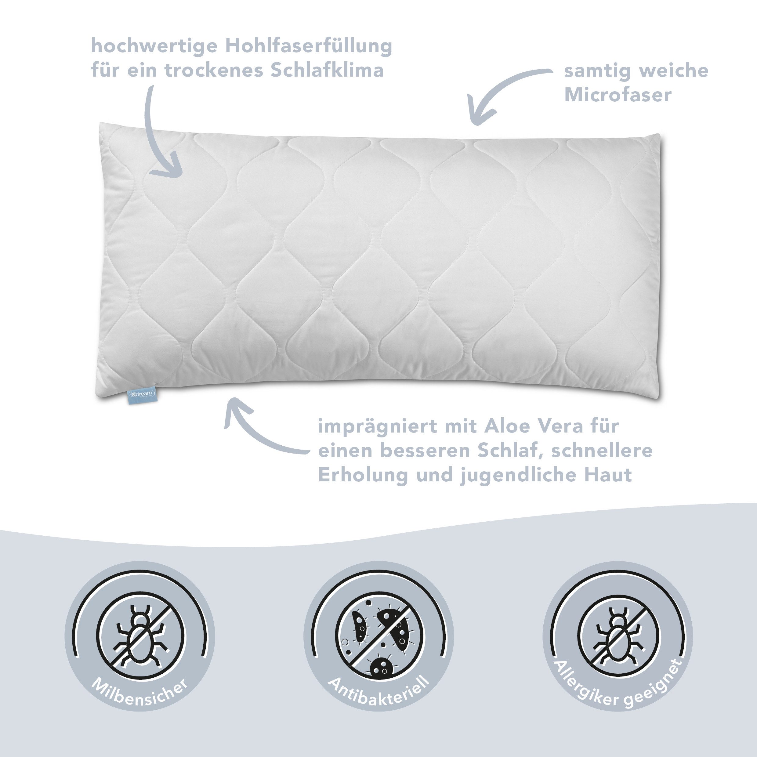 XDREAM Kopfkissen Aloe Vera Kissen, hautfreundlich, temperaturausgleichend, günstig online kaufen