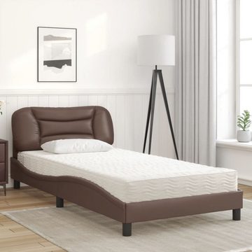 vidaXL Bett Bett mit Matratze Braun 100x200 cm Kunstleder