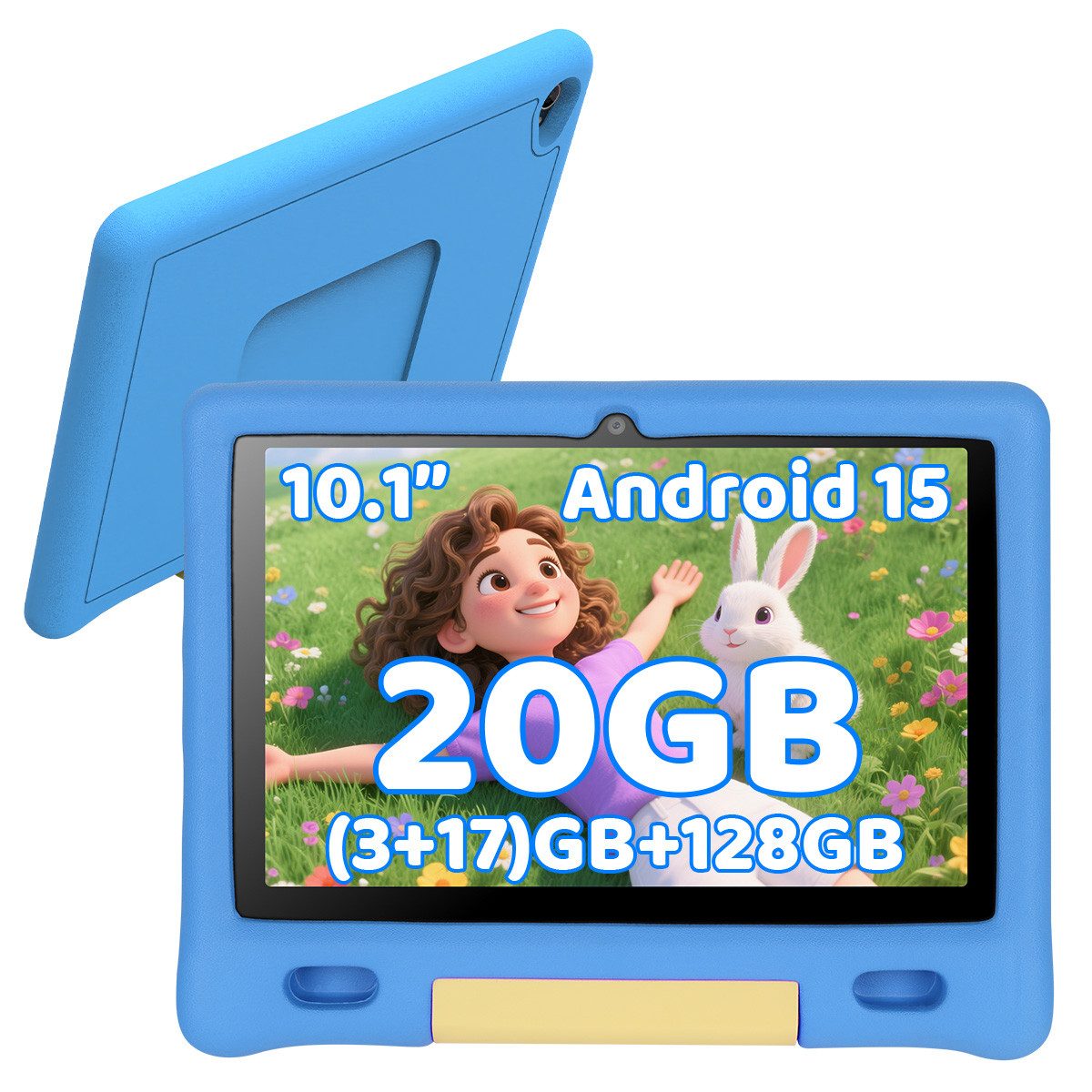 BUFO 10,1 Zoll Android 15 Octa Core 128 GB HD IPS Elternkontrolle Kinder Tablet (10,1", 128 GB, Android, WiFi 6, Kindersicherung, WiFi 6 BT 5.3, mit Kindersicheres Gehäuse)