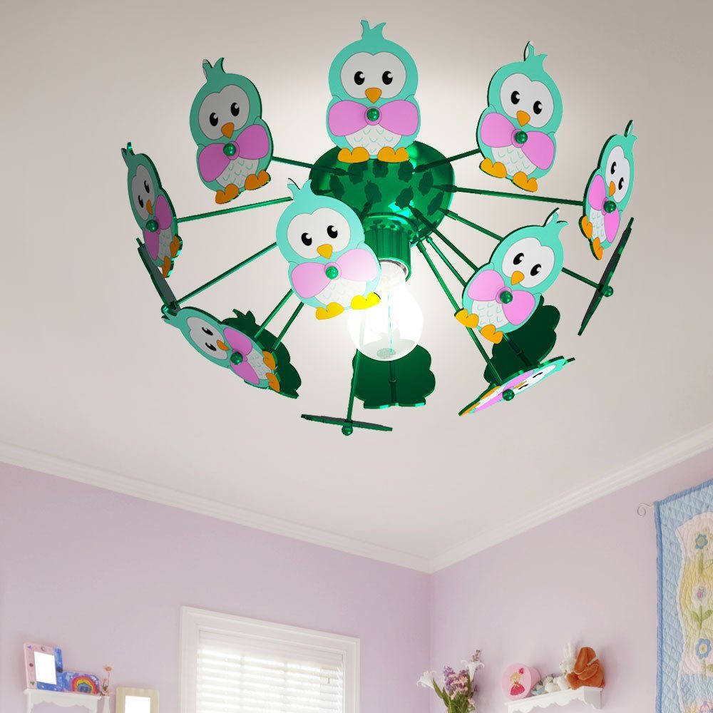 etc-shop Dekolicht, Leuchtmittel inklusive, Warmweiß, Kinder Spiel Zimmer Decken Beleuchtung Strahler Lampe Eulen