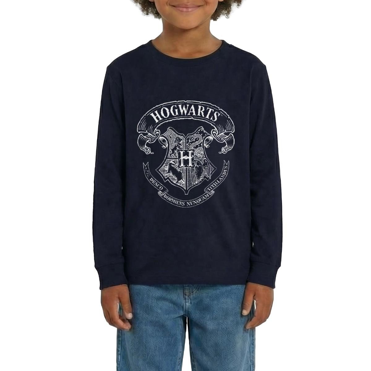 T-Shirt Harry Potter Hogwarts Wappen Zeichnung Teenager Premium Langarmshirt