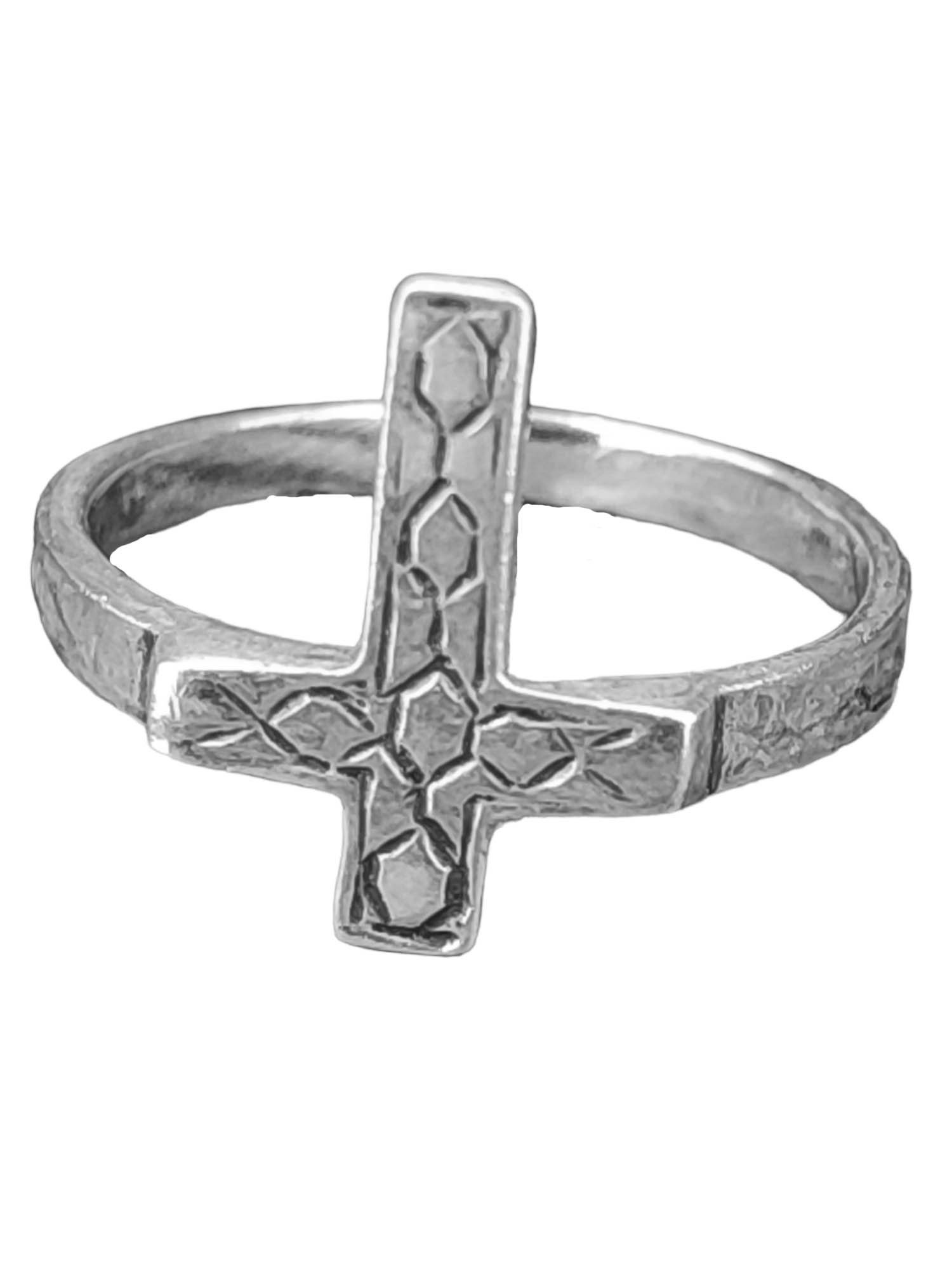 46-66 (kr17) Kreuz, Ring Kiss of Silberring Leather Silber Gr. -