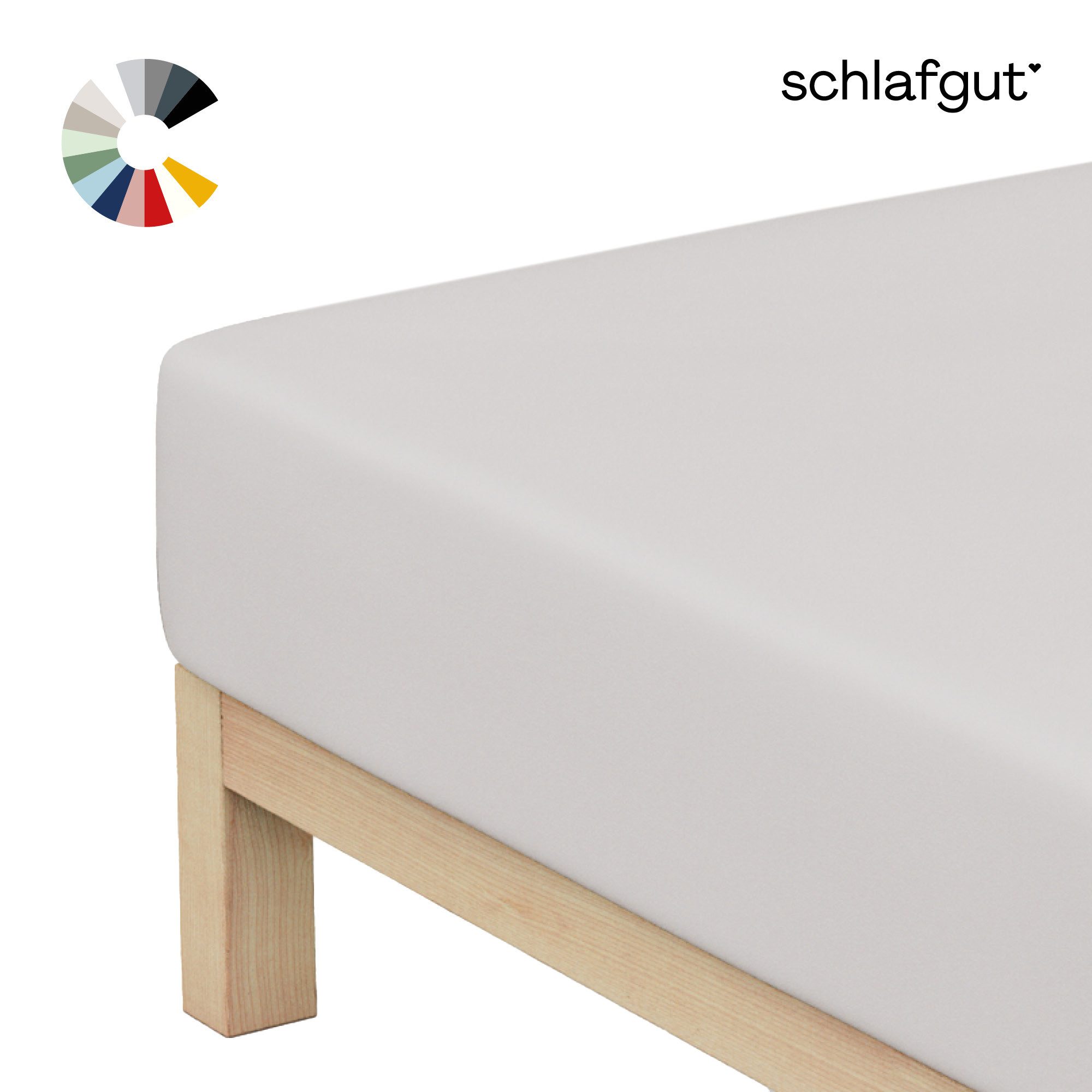 Schlafgut Spannbettlaken Basic Cotton Bettlaken, 160 g/m², 100% Baumwolle, Spannbetttuch, Jersey, Gummizug: rundum, (1 Stück), Spannbettlaken bis 20 cm Matratzenhöhe, bügelfrei und pflegeleicht