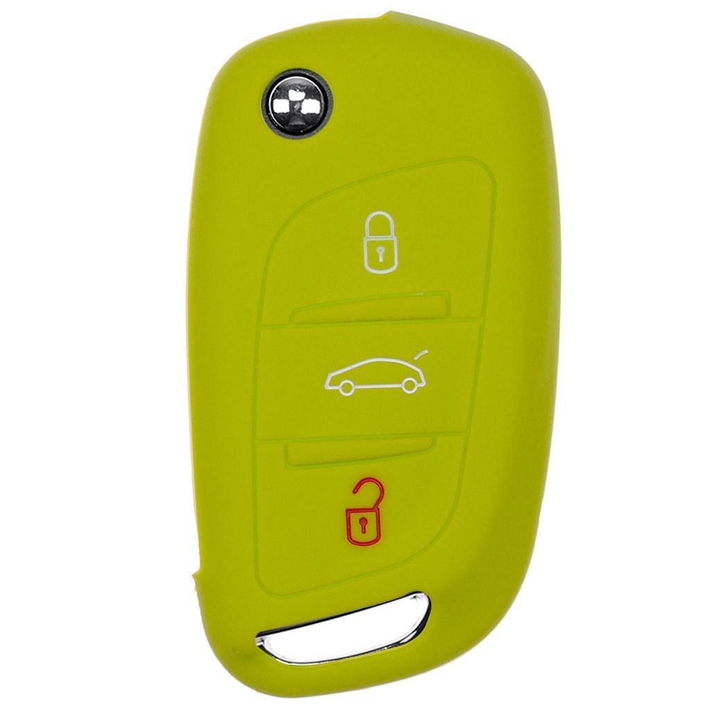 mt-key Schlüsseltasche Autoschlüssel Softcase Silikon Schutzhülle Apfelgrün, für Citroen Berlingo C4 DS3 DS4 DS5 DS6 3 Tasten Klappschlüssel
