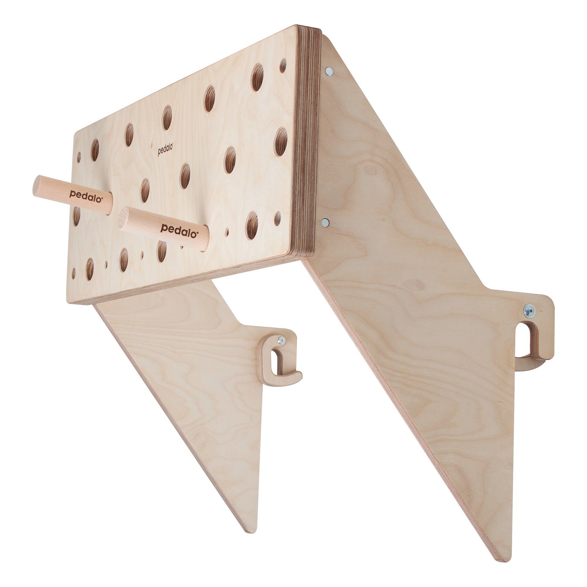 pedalo® Kletter-Trainingsgerät Kletter Trainingsboard 300 / 600 - Das Pegboard fürs Bouldern (Boulder Set mit 2 Sticks, 1 Kletterboard, 2 Sticks, Montagematerial), Pegboard für Wandbefestigung und zum Einhängen in Sprossenwand