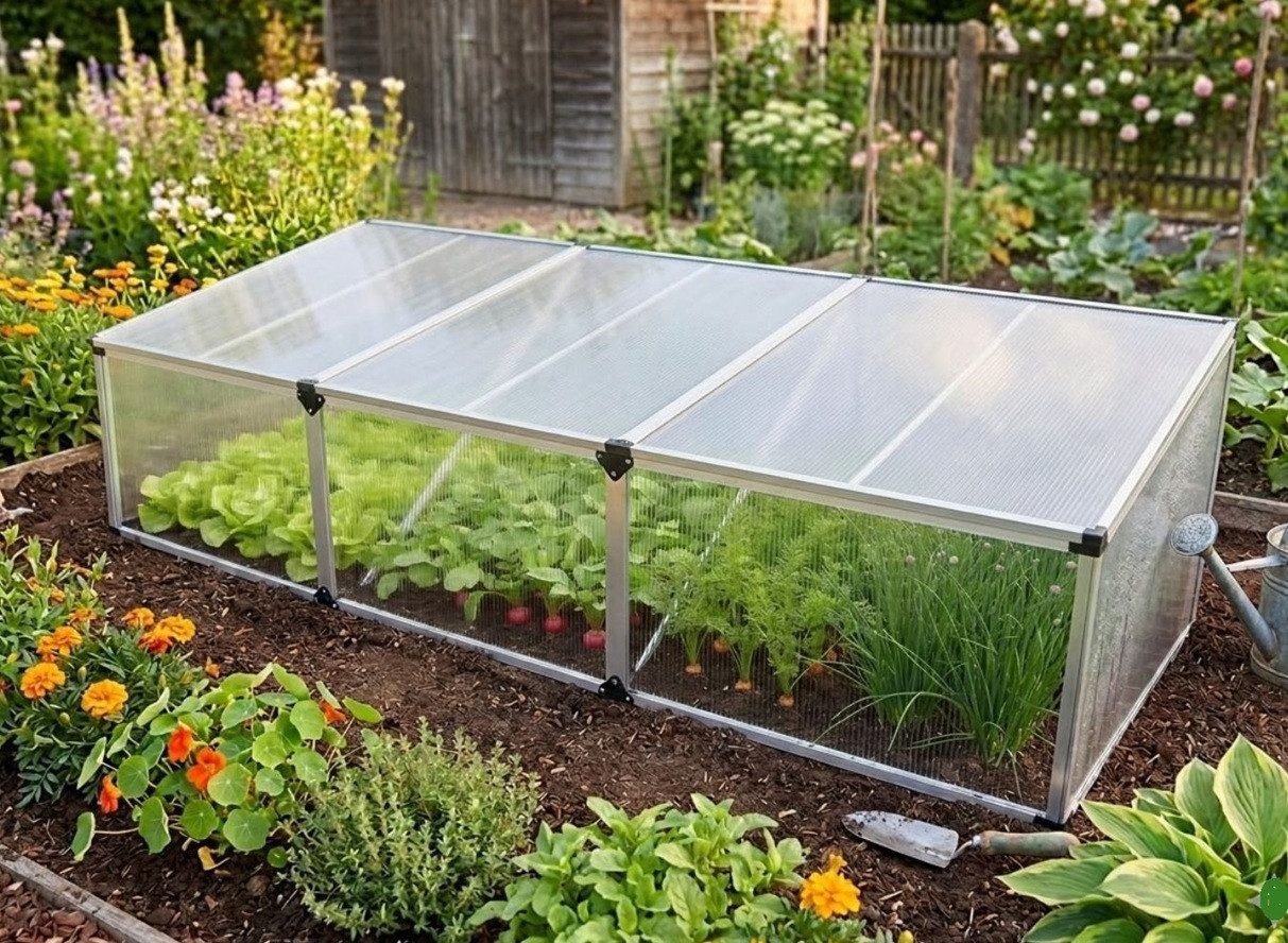 BruKa Frühbeet 180 cm GROWBOX XL Aluminium Gewächshaus Frühbeetkasten Treibhaus
