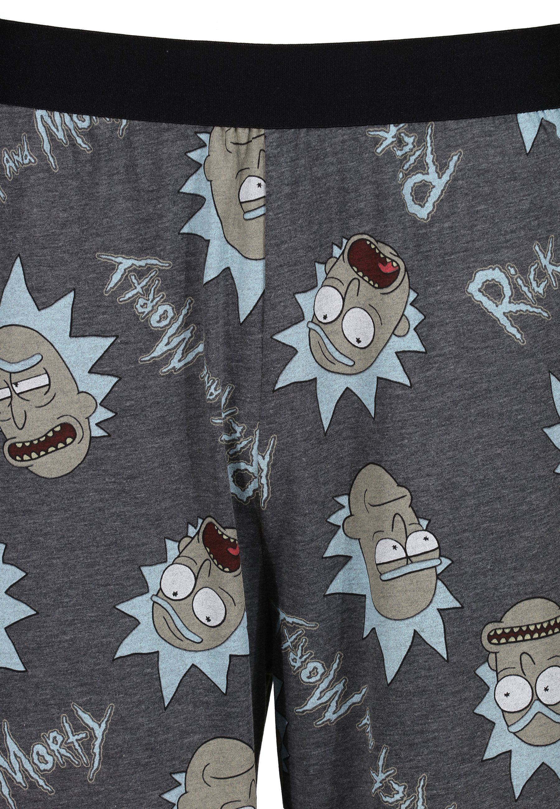 Recovered Loungepants Lounge Pant Faces Morty print all - - over Logo Rick grey and and