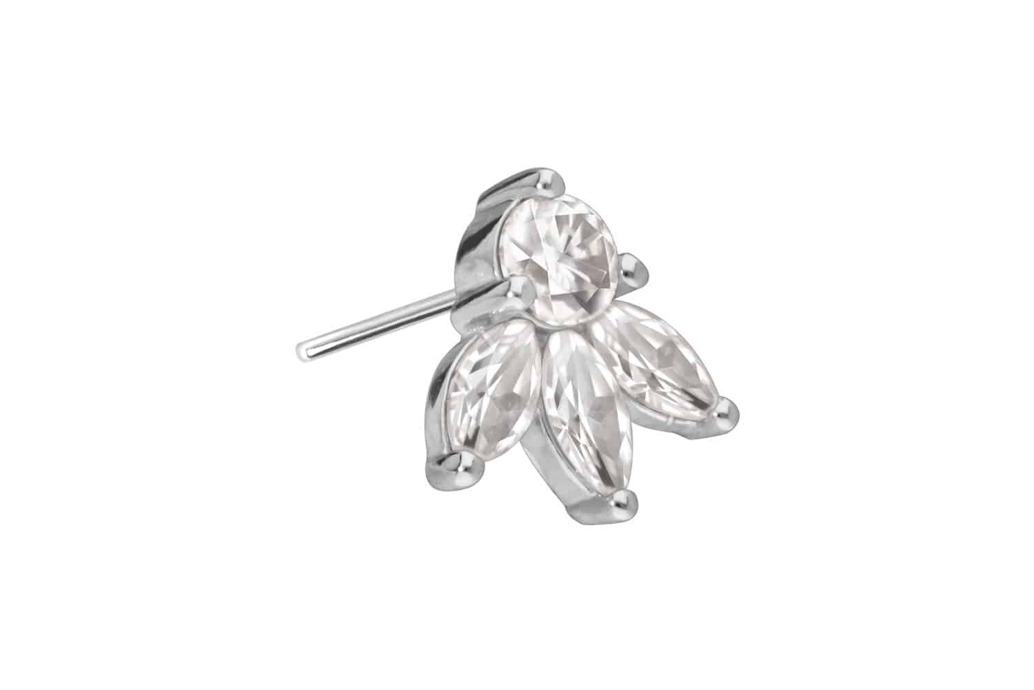 Piercing-Set 14 Karat Gold Aufsatz mit Titan Push Pin MOISSANIT-LOTUSBLÜTE
