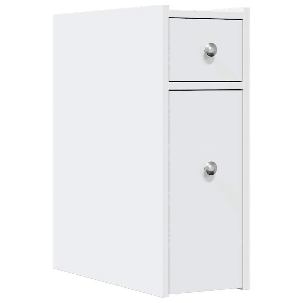 vidaXL Midischrank Badschrank Schmal mit Rollen Weiß Holzwerkstoff (1-St)