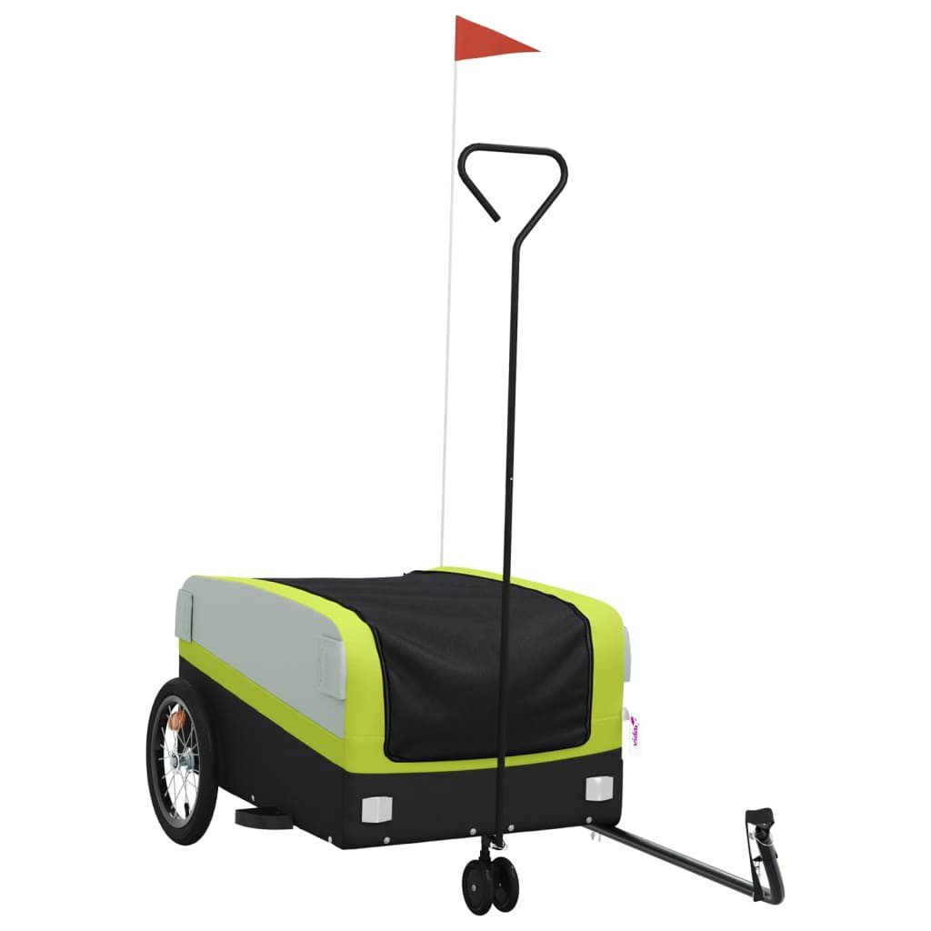 Fahrradkinderanhänger 138 x 69 x 58 cm Fahrradanhänger Schwarz und Grün 45 kg Eisen
