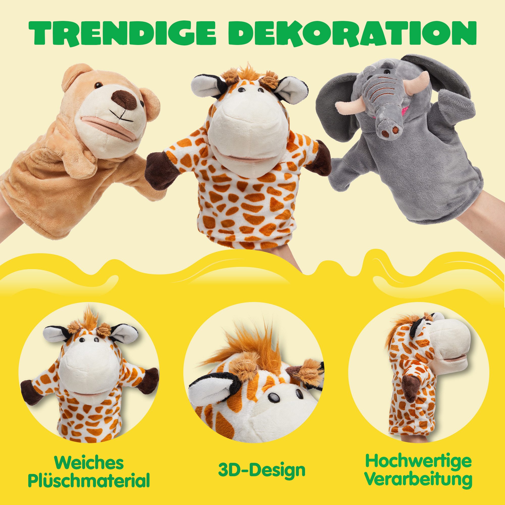 JOYIN Handpuppe JOYIN 6 Stück Tier Handpuppen Spielzeug Set für Kinder