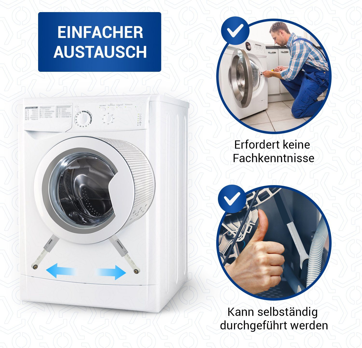 für Ersatz Stoßdämpfer 2 Waschmaschine mit VIOKS Vibrationsdämpfer 90N Hülsen für Waschtrockner (1-St), 00742719, Bosch