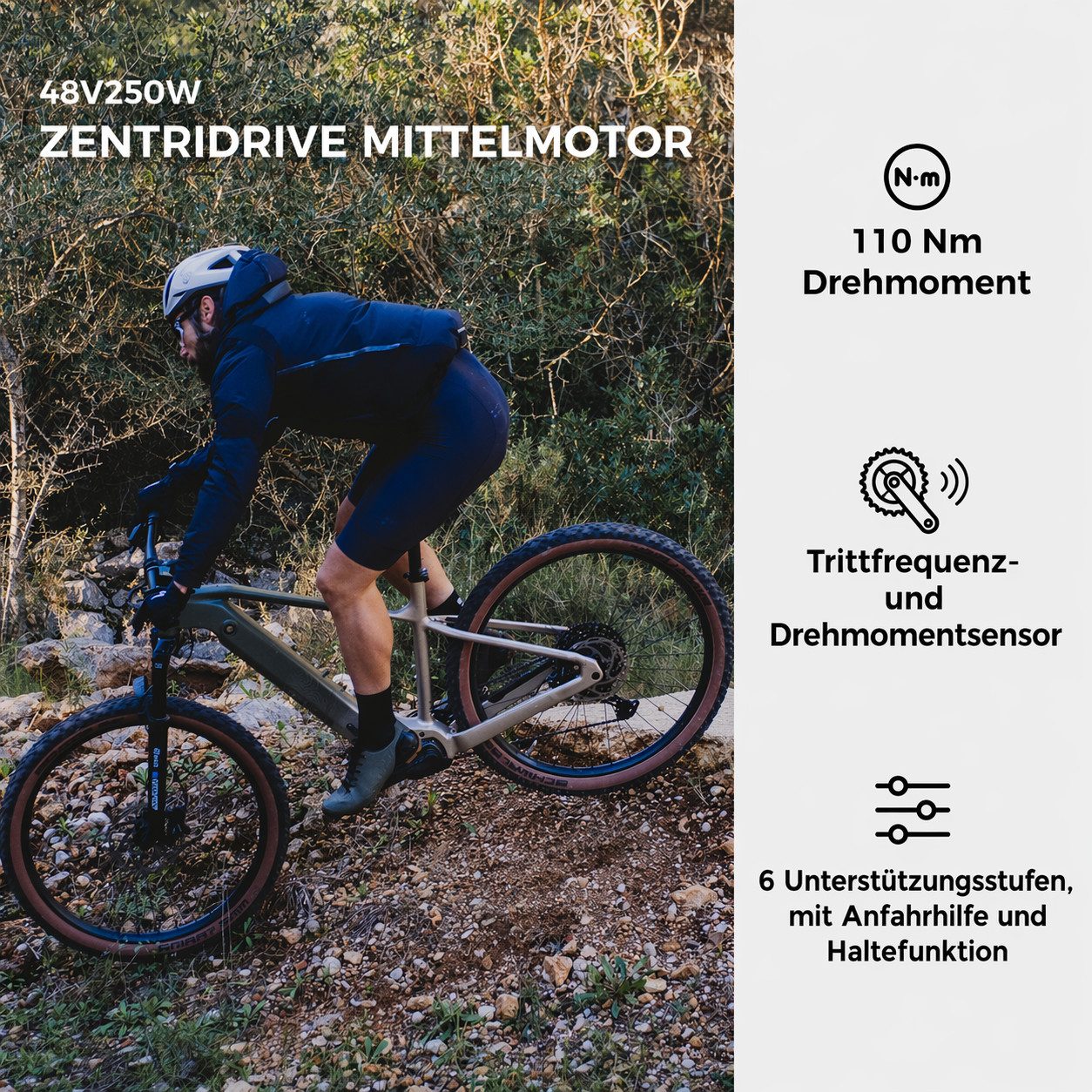 DERUIZ E-Bike Mountainbike 29 Zoll, 110 Nm Mittelmotor, Dolomit, 48V 720Wh, 180km, Bluetooth, 11 Gang SHIMANO CUES ASLU6000T1R Schaltwerk, Kettenschaltung, Mittelmotor, 720 Wh, (Aluminiumrahmen, Elektrofahrrad, Trittfrequenz- und Drehmomentsensor), 6 Stufen, Anfahrhilfe, Auto-Hold-Funktion, bis zu 170kg, MTB