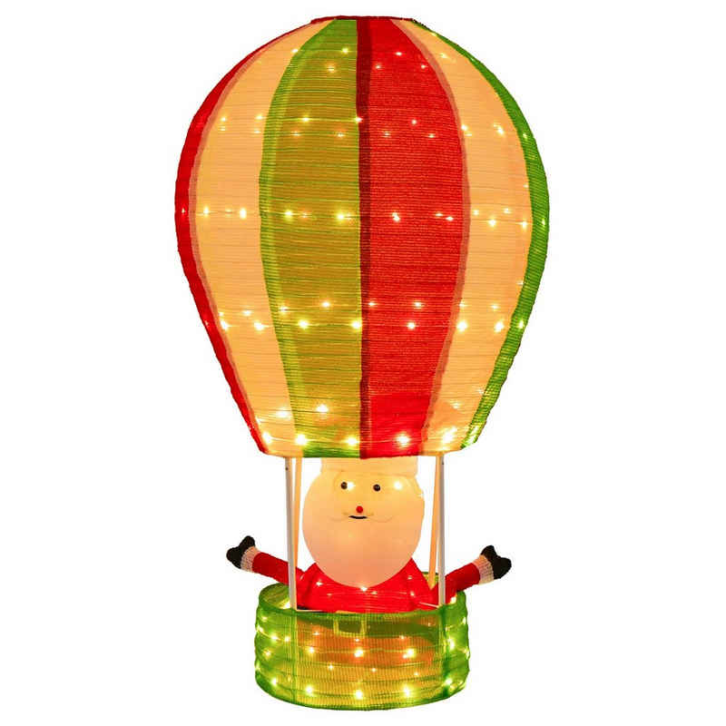 COSTWAY LED-Dekofigur, 135cm Heißluftballon mit Weihnachtsmann und 160 LEDs