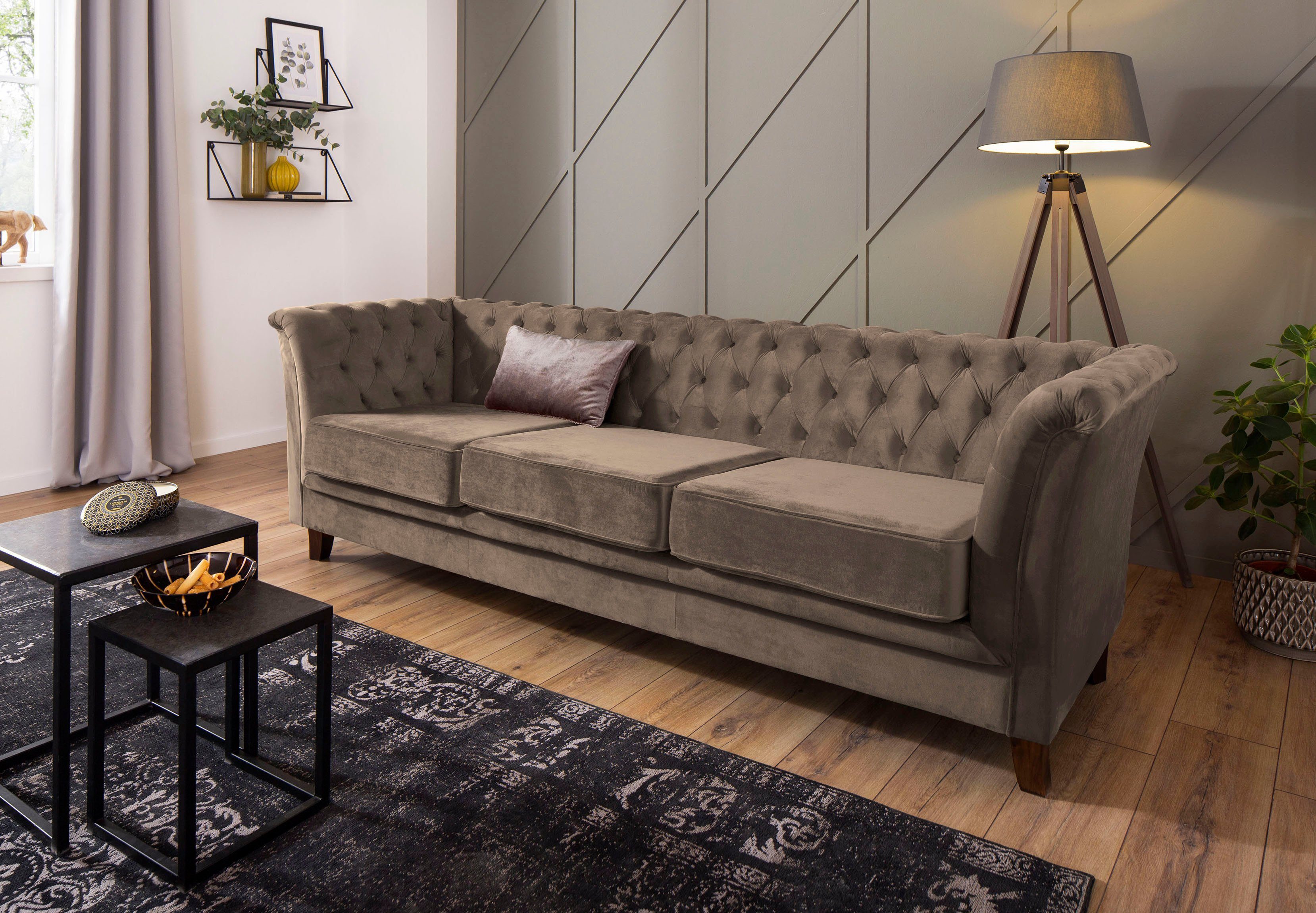 Home affaire Chesterfield-Sofa Dover, aufwändige Knopfheftung in Chesterfield-Optik