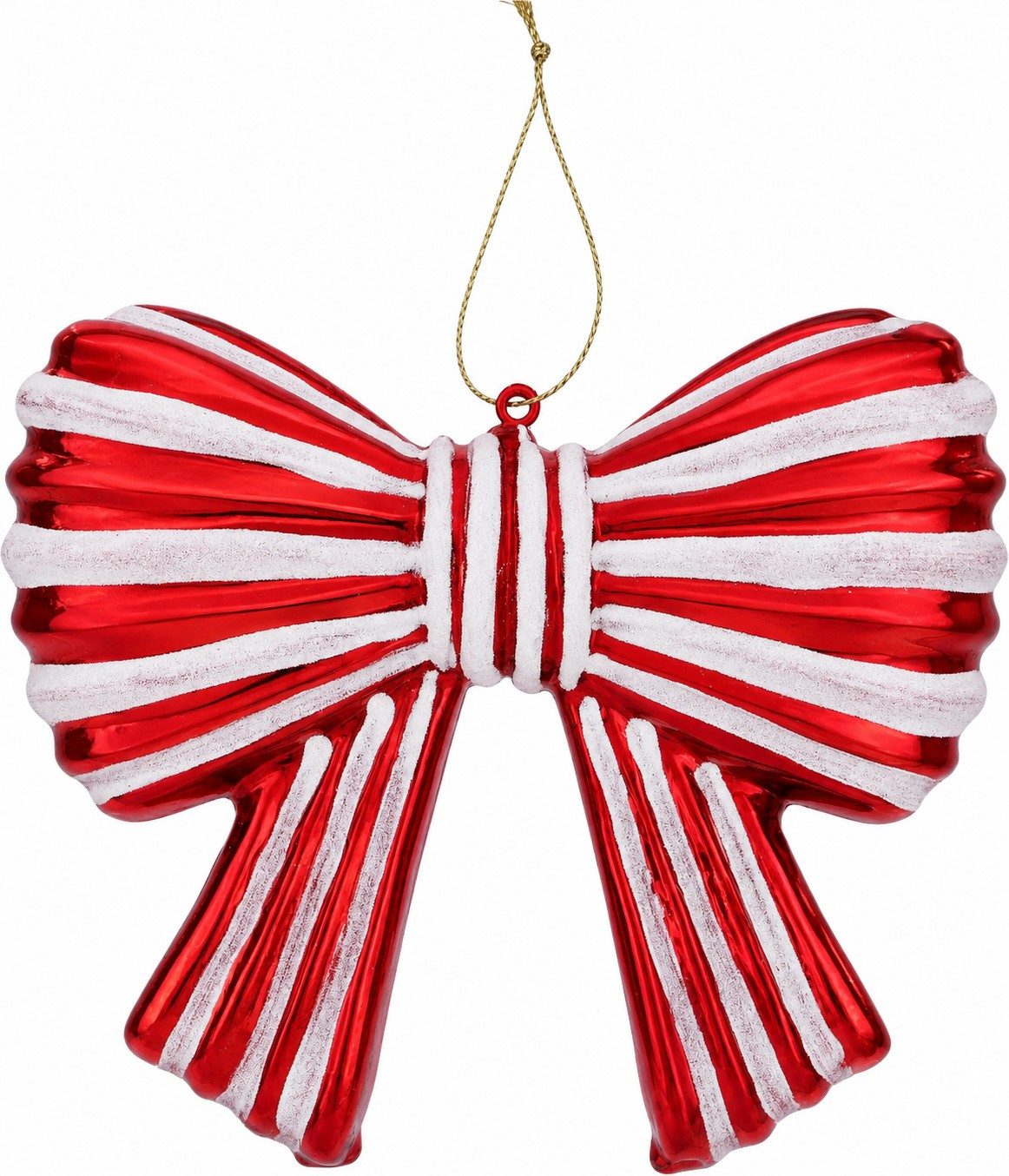 BOLTZE Christbaumschmuck Christbaumschmuck Schleife aus Glas Rot Weiß handbemalt 13,5 cm