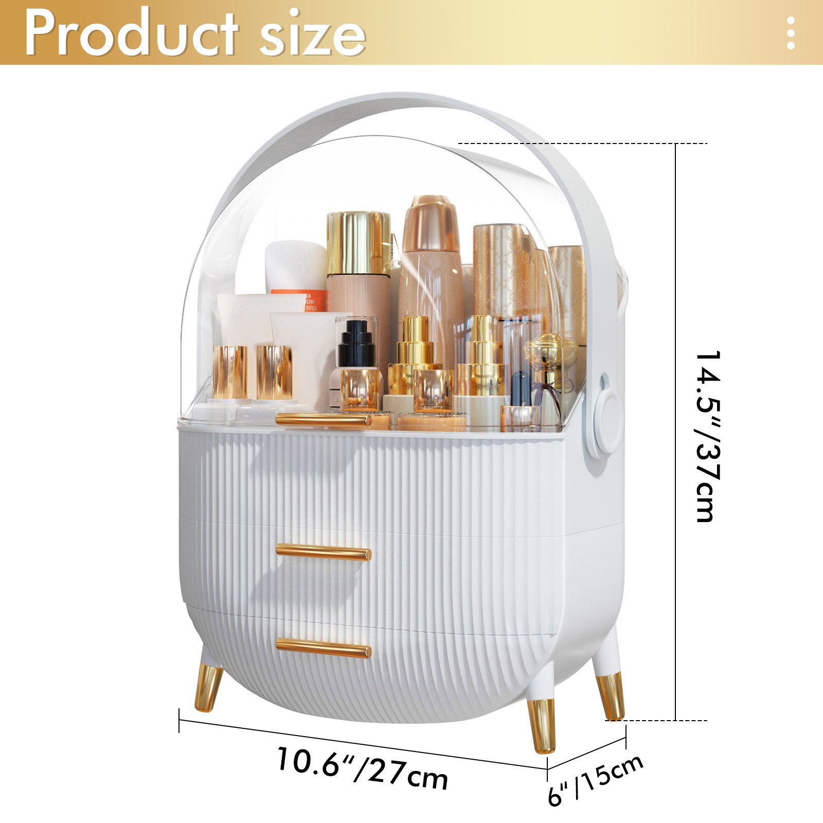 POPOLIC Make-Up Organizer Kosmetikbox mit sichtbarer Oberlicht-Schichtschublade