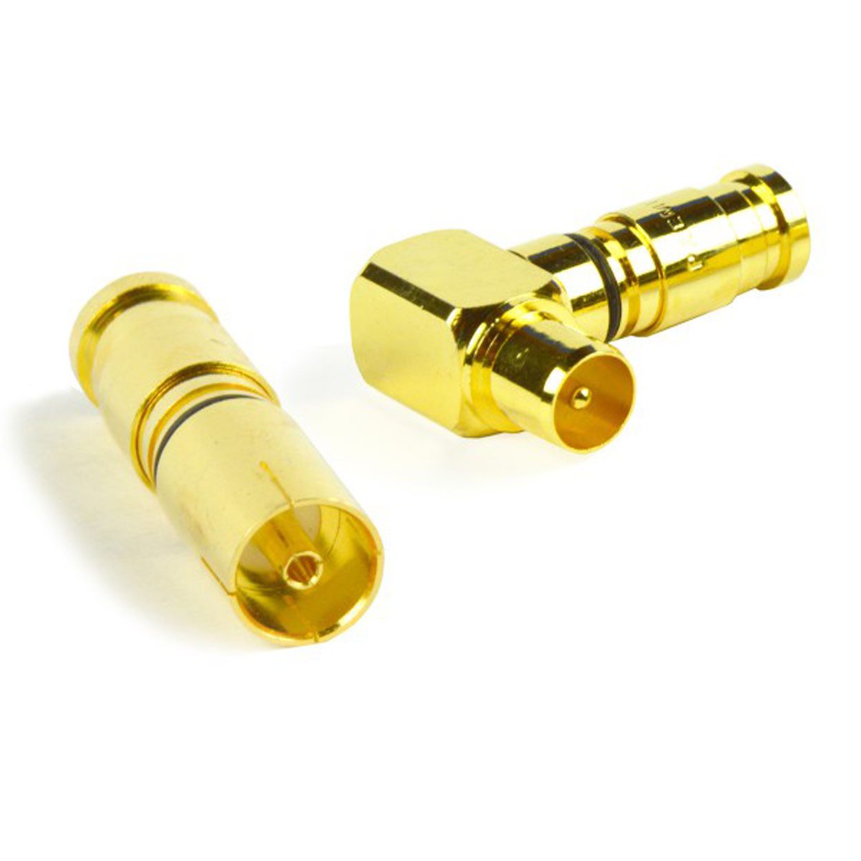 2 Stück Antennenstecker Kompressionsstecker 1x Buchse + 1x 90° Stecker SAT-Kabel