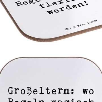 Mr. & Mrs. Panda Getränkeuntersetzer Großeltern Regelzauber - Weiß - Geschenk, Vatertag, Untersetzer Gläse, 1-tlg., Robustes Material