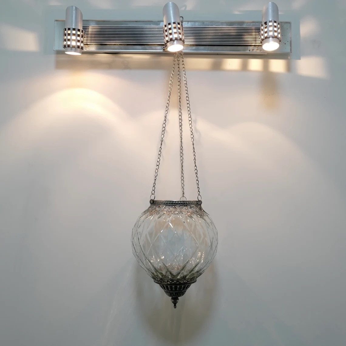 Super Solu Teelichthalter Vintage Kerzenglas zum Hängen Windlicht Laterne, Hänge-Deko (Transparent, 1 St., 1 Teelichthalter), aus Glas & Metall – Deko für Balkon, Garten & Hochzeit