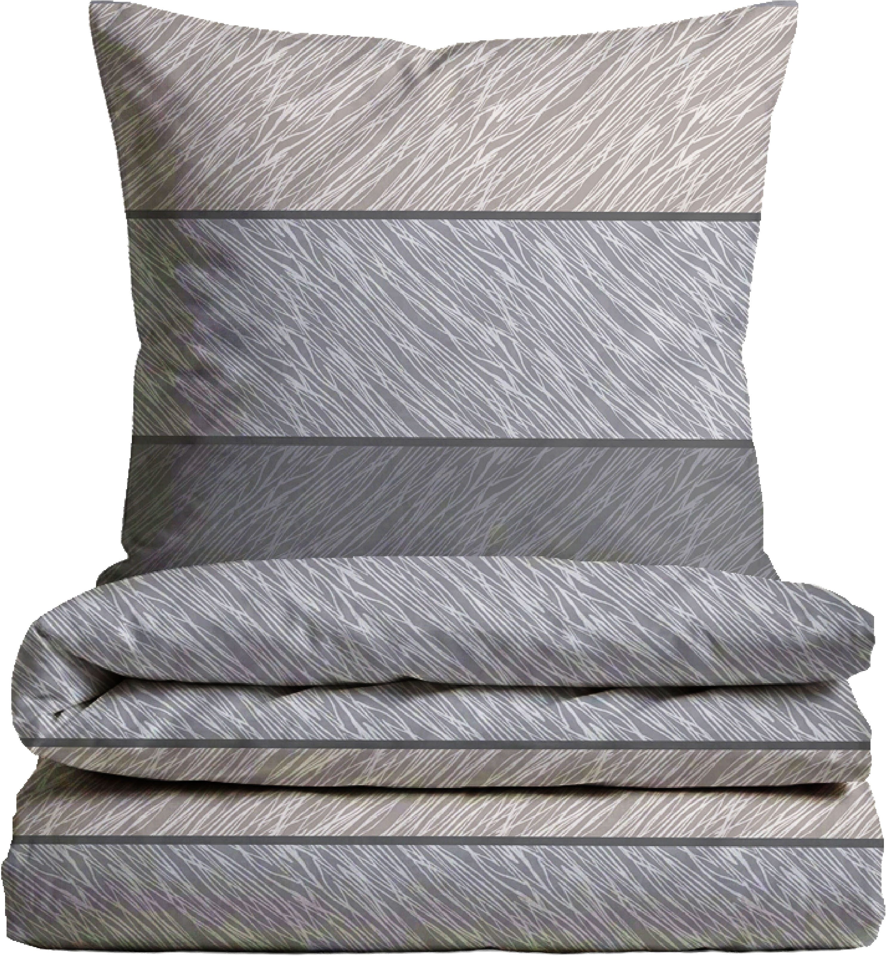 Biberna Bettwäsche 0007253 Premium Biber-Bettwäsche 100% Baumwolle ab Größe 135x200 cm, Feinbiber, 2 teilig, wärmend & weich, Reißverschluss, Winterbettwäsche, Streifen