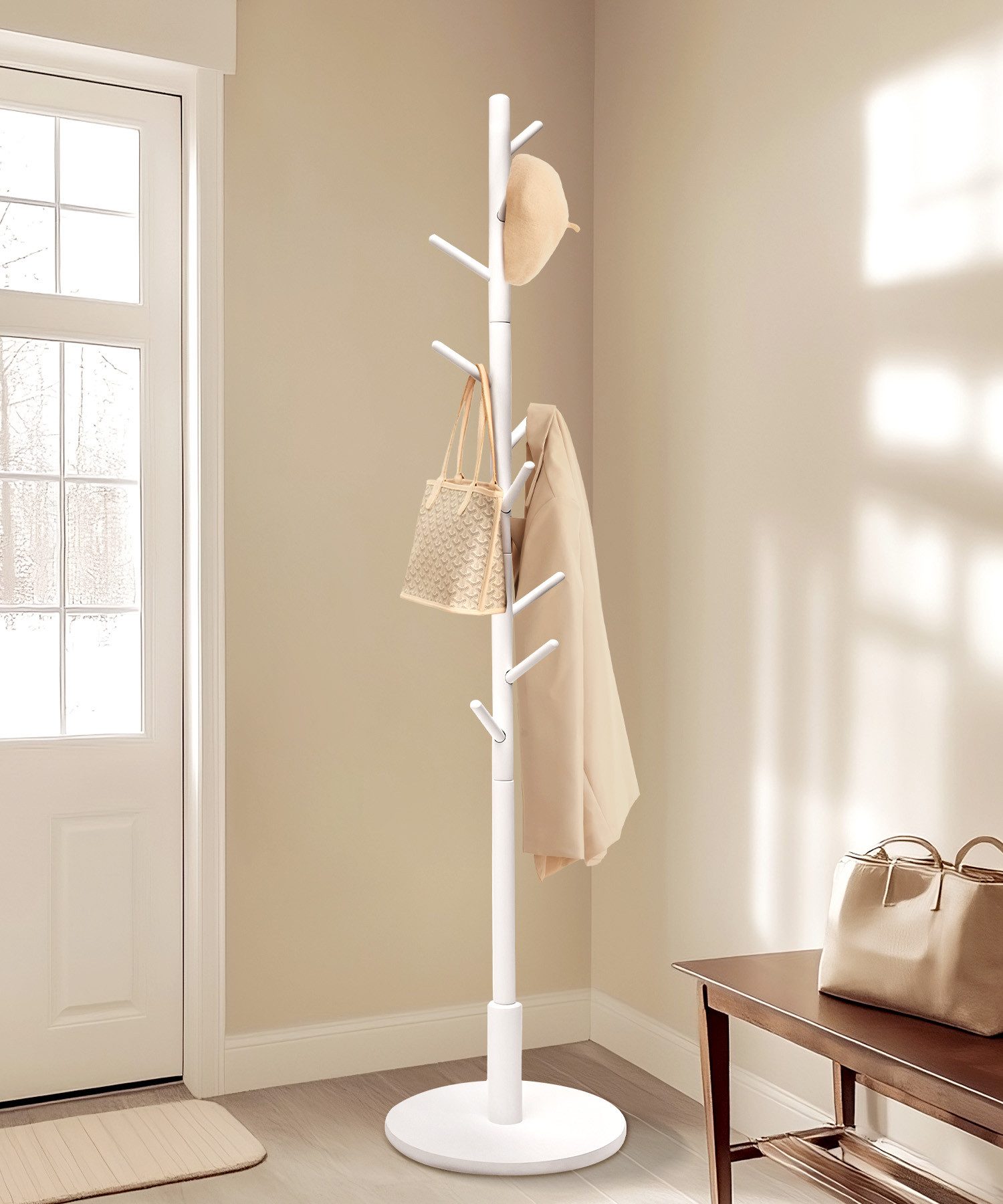 Yorbay Garderobenständer aus Buche Massivholz, Kleiderständer Baumform mit günstig online kaufen