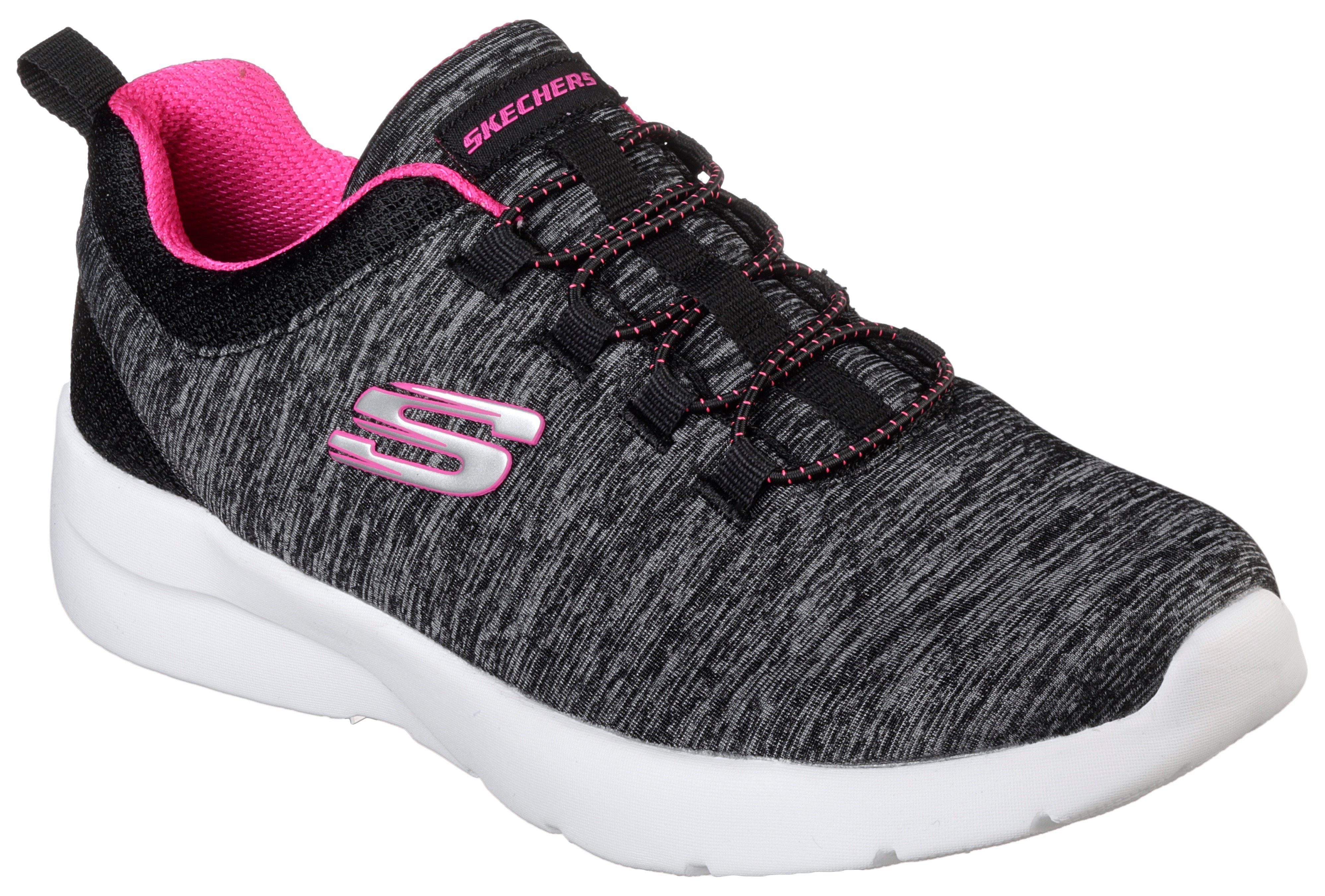 Skechers DYNAMIGHT 2.0-IN A FLASH Slip-On Sneaker für Maschinenwäsche geeignet schwarz-pink | 